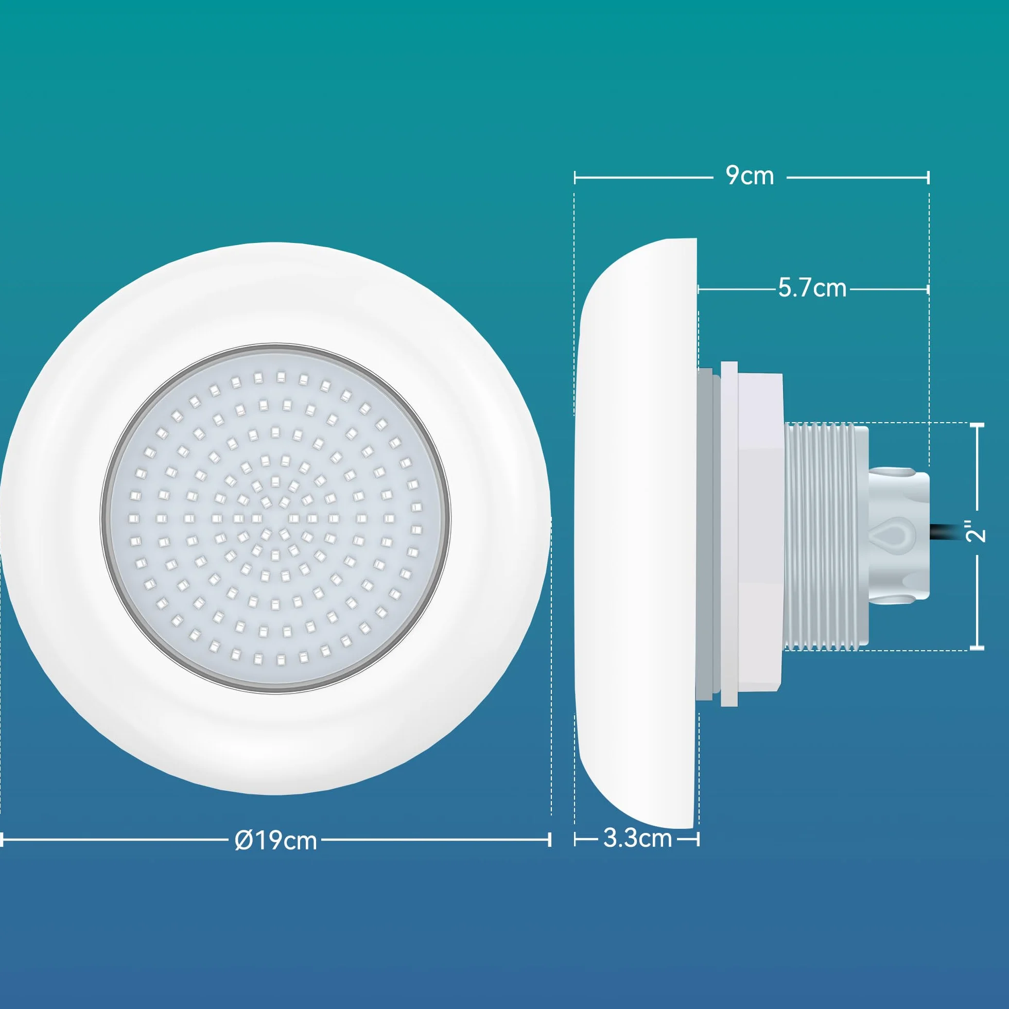 Lampe LED Piscine Vissable 15W RGB Multicolore Projecteur 600lm Ø190mm 12V AC IP68 Remplie Résine