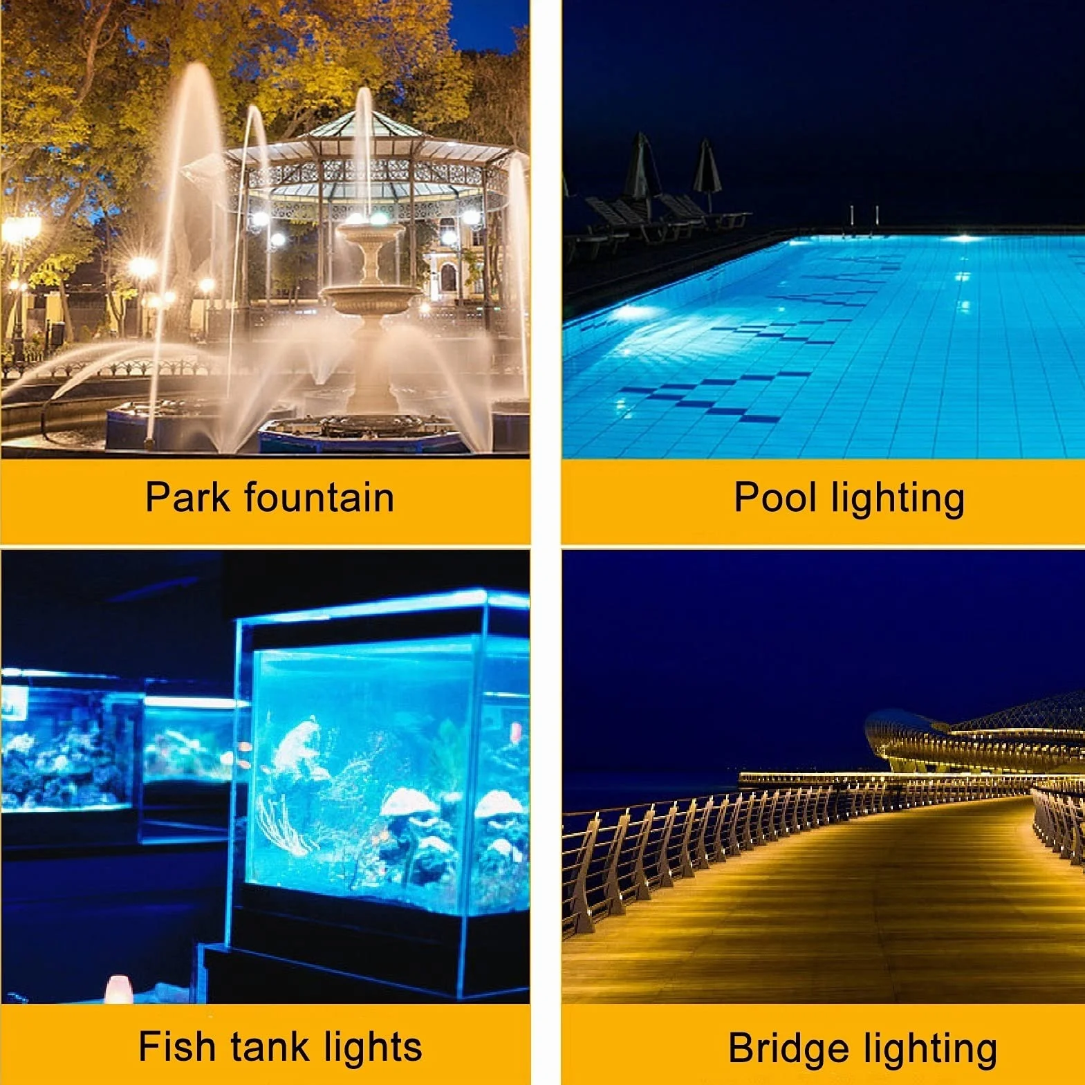 Eclairage sous Marin Spot Fontaine 10W LED IP68 étanche Projecteur sous-Marin Warm White Light A-12V