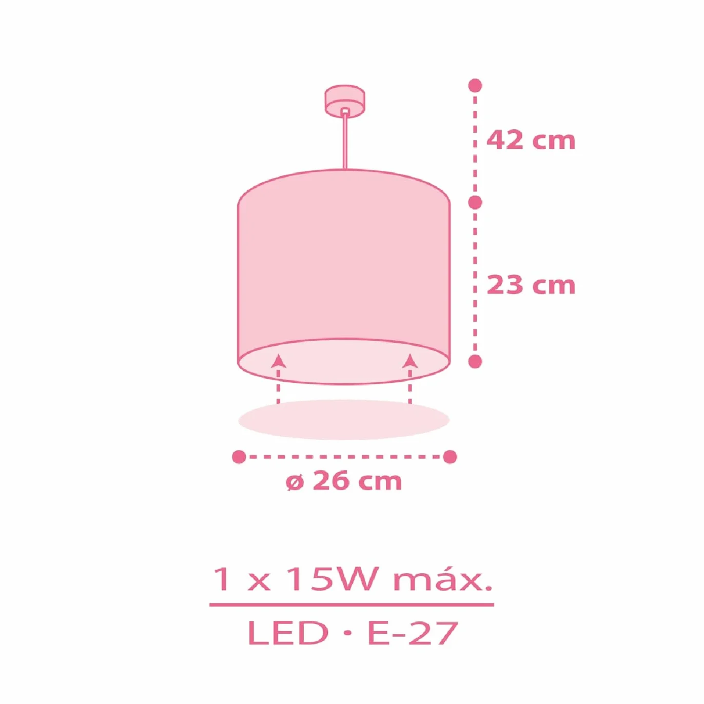 Dalber Lampe Suspension Plafonnier Enfants Sweat Dreams Pink Cœurs Rose E27