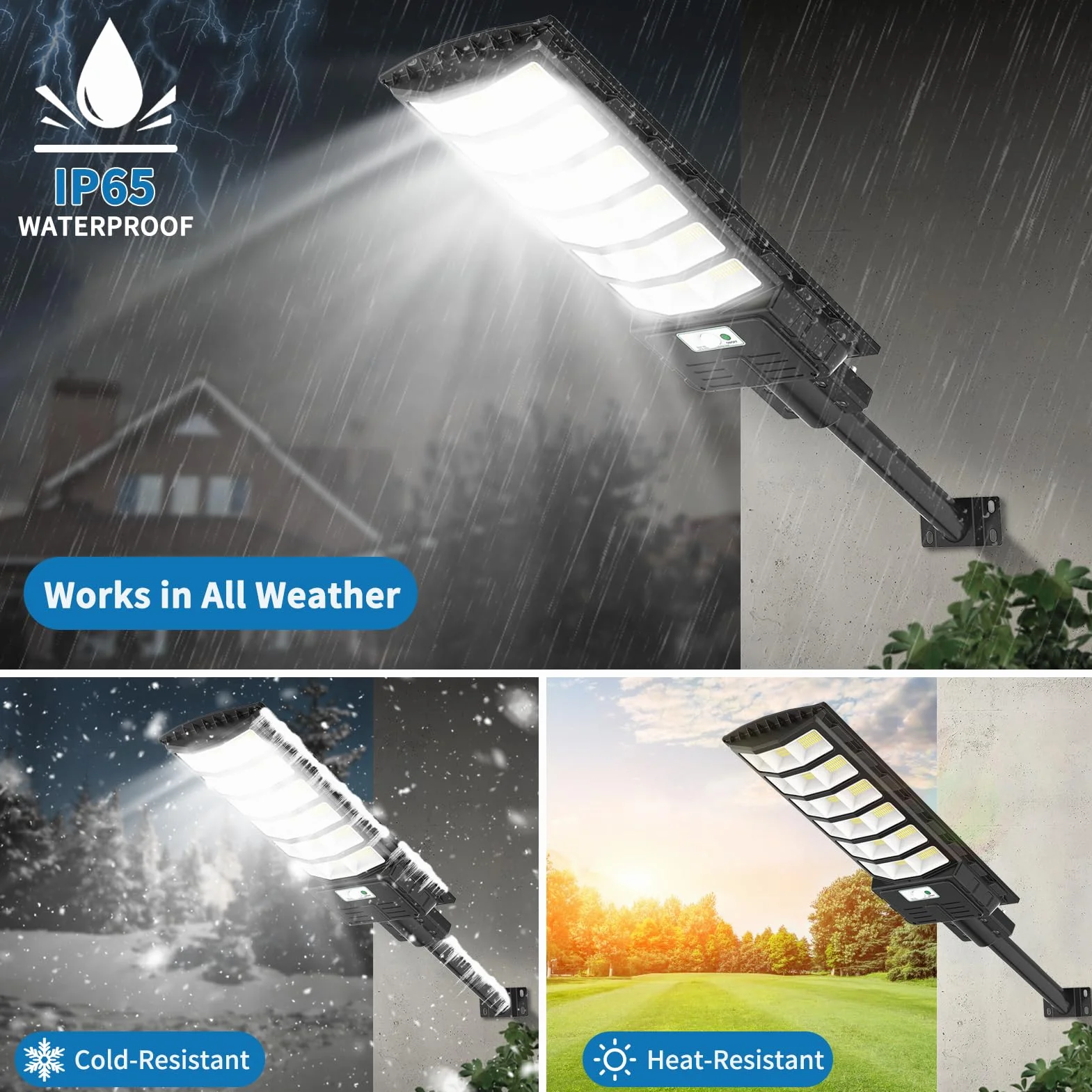 Viugreum 600W Réverbère Solaire Extérieur LED avec Détecteur de Mouvement IP65 6500K