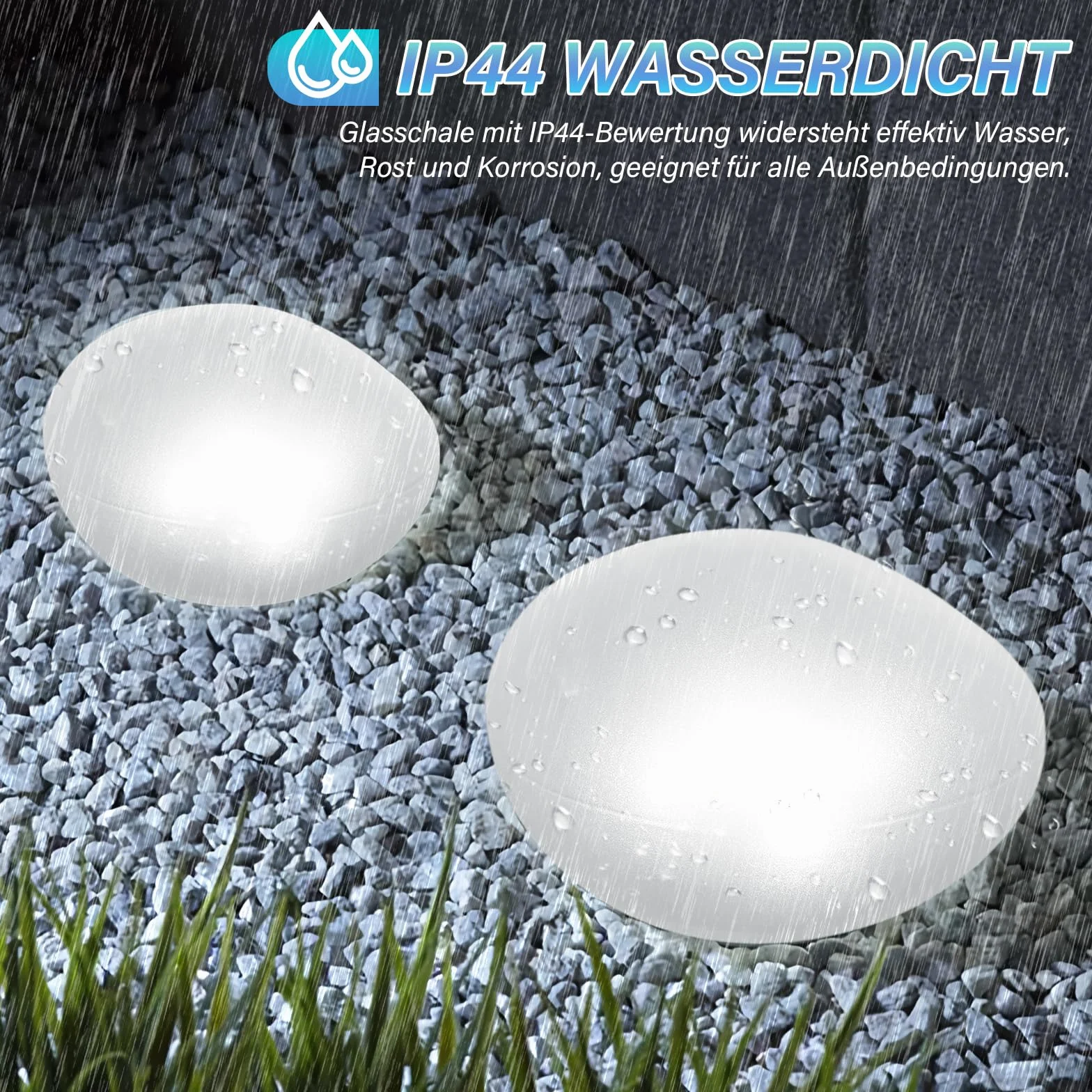 Lumière Blanche Froide Lampe Solaire en Verre, 4 LED, Étanche IP44, Allumage Automatique pour Jardin