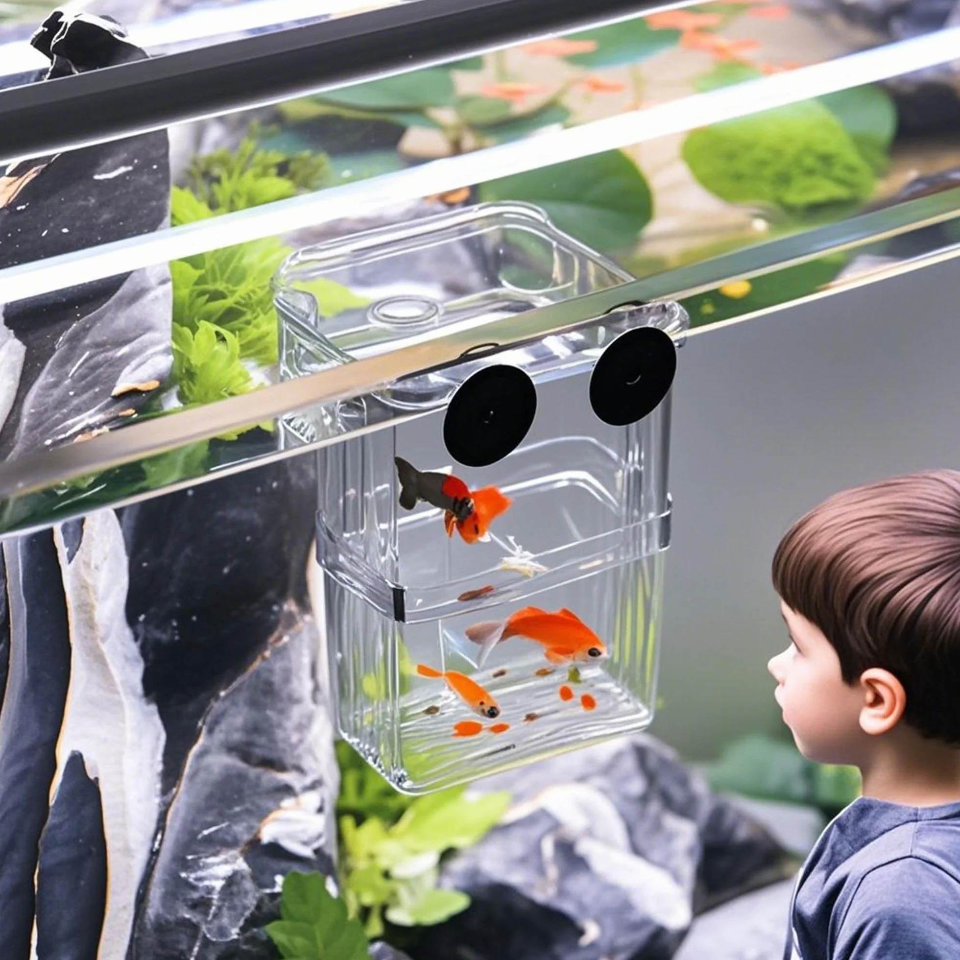 Boîte d'Élevage pour Aquarium Double Couche Transparent Incubateur avec Ventouses