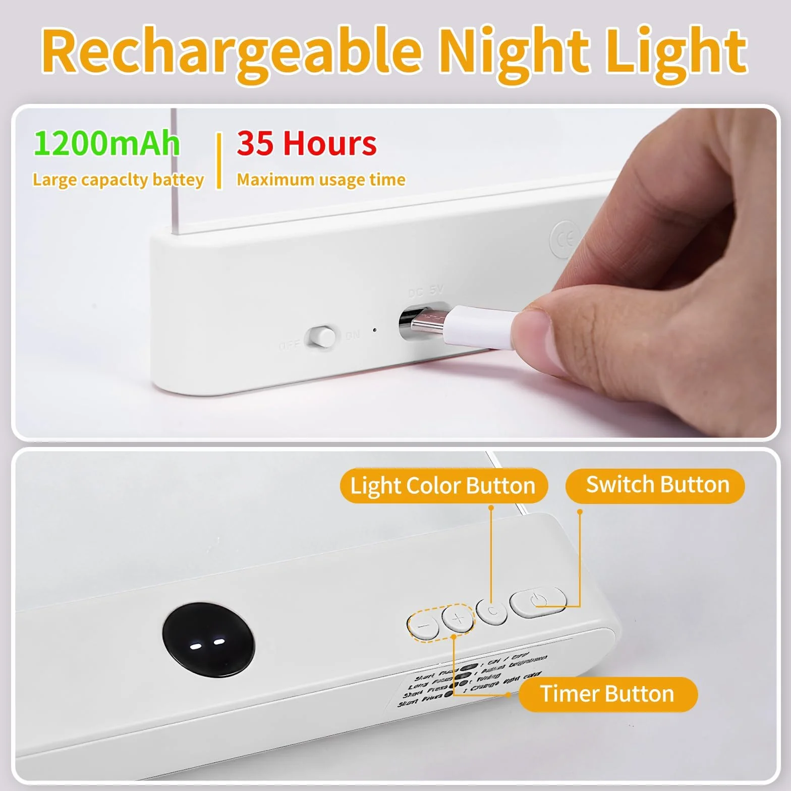 Lampe de lecture intelligente LED rechargeable 3 couleurs pour livres au lit voiture