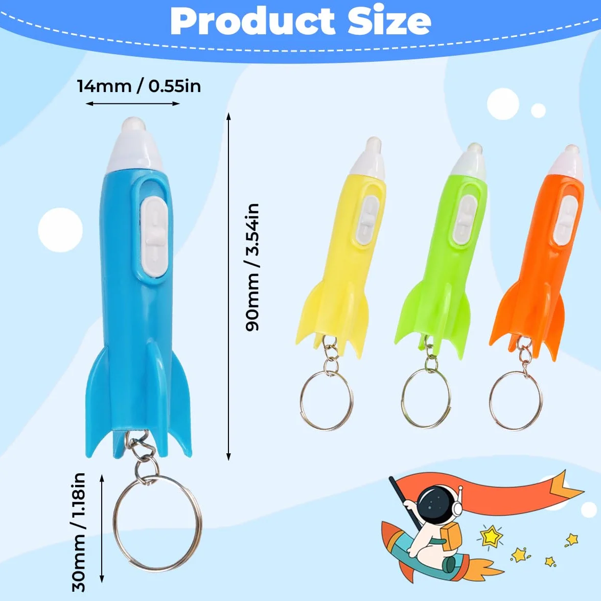 Lampe De Poche Enfant Led Mini Fusée Porte-Clé, 24 Pièces, 4 Couleurs, Pour Extérieur Camping Randonnée