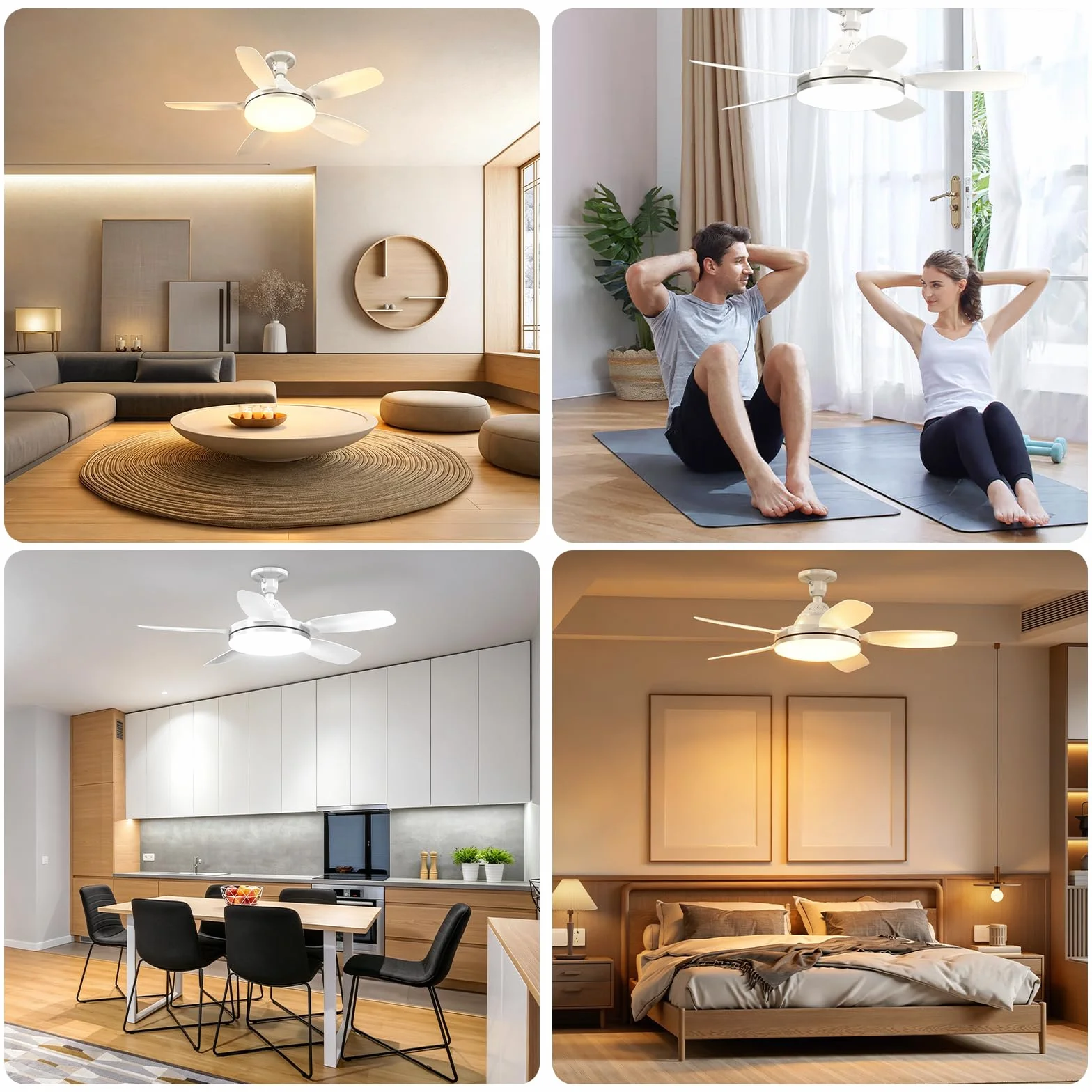 GOODEA Ventilateur de Plafond avec Lumière et Télécommande 81cm, E27, 2500LM Silencieux pour Salon Chambre