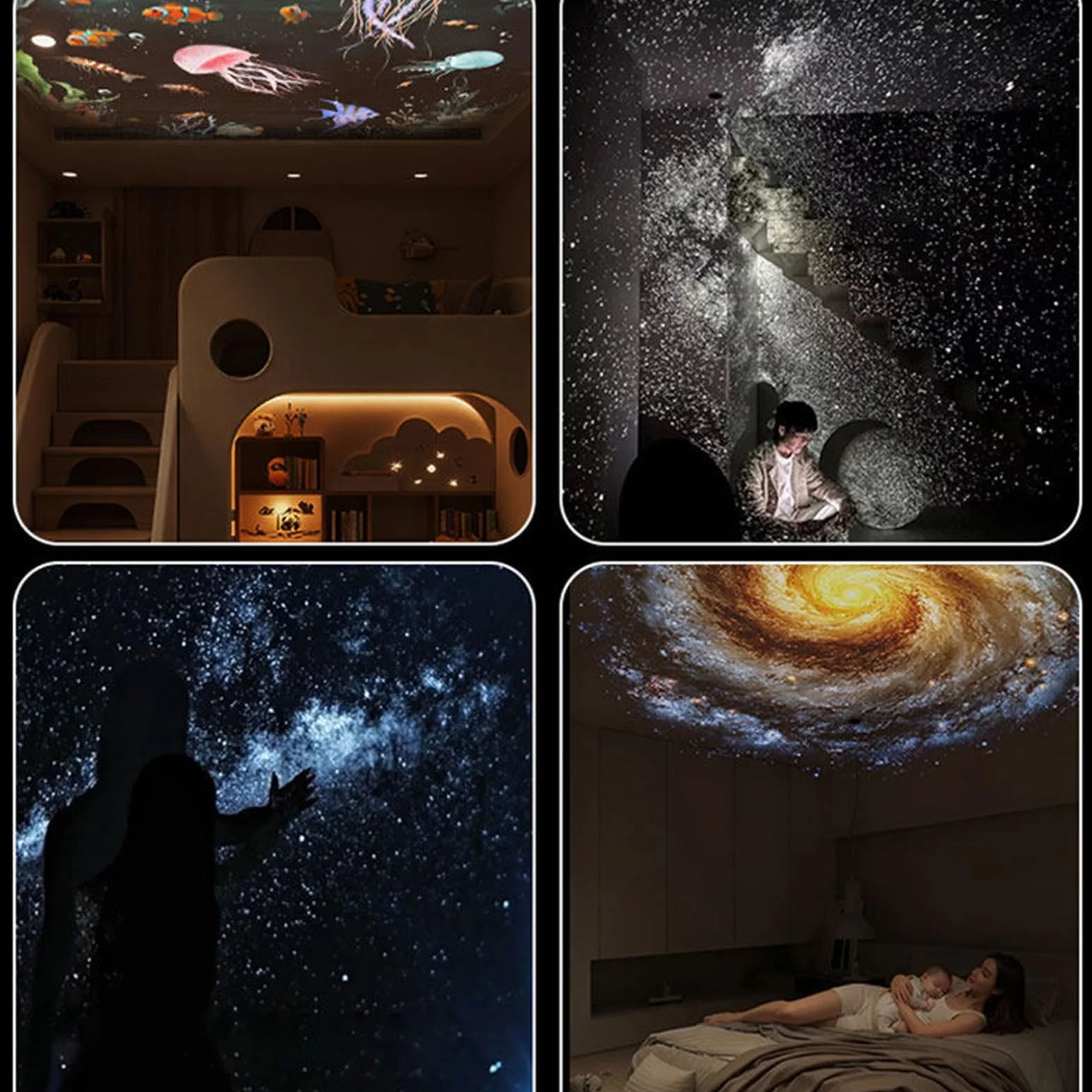 Projecteur Ciel Étoilé 2 en 1, Veilleuse USB Galaxie LED 360° pour Décoration de Plafond