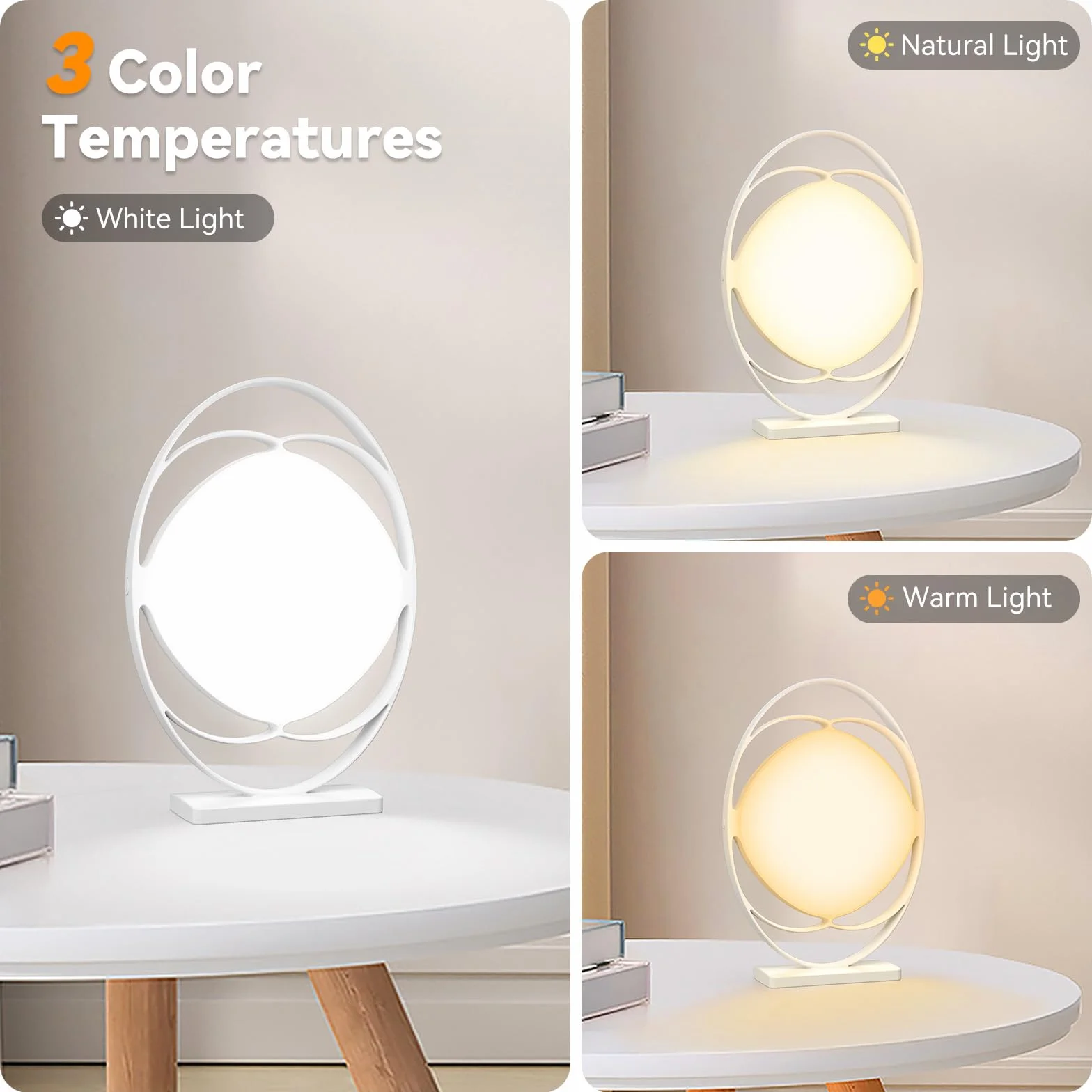 Lampe de luminothérapie 10000 Lux sans UV, 3 températures de couleur, 4 minuteries, 5 intensités réglables, fonction mémoire