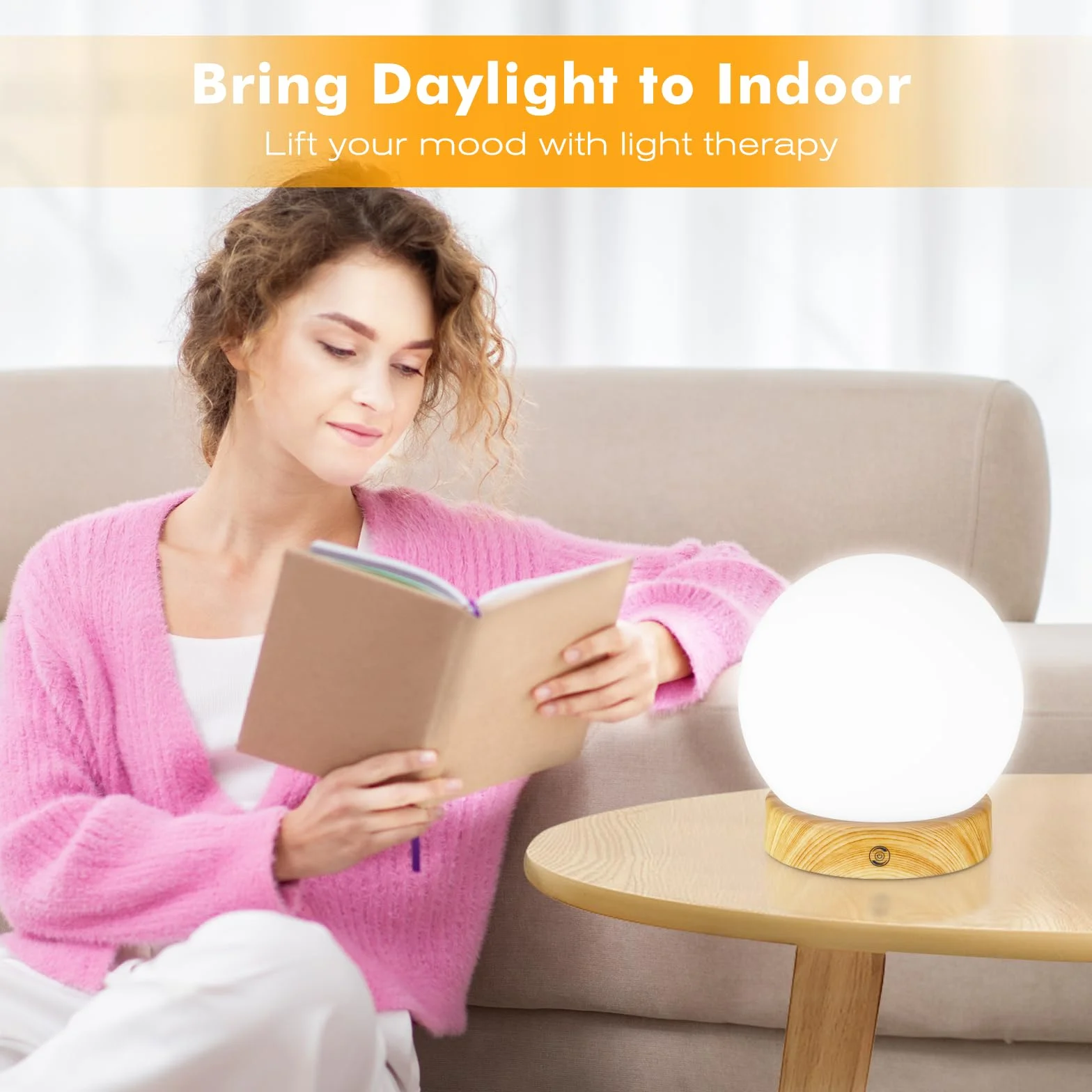 Lampe de luminothérapie 10.000 Lux, lumière du jour, télécommande, 3 températures de couleur, LED sans scintillement ni UV