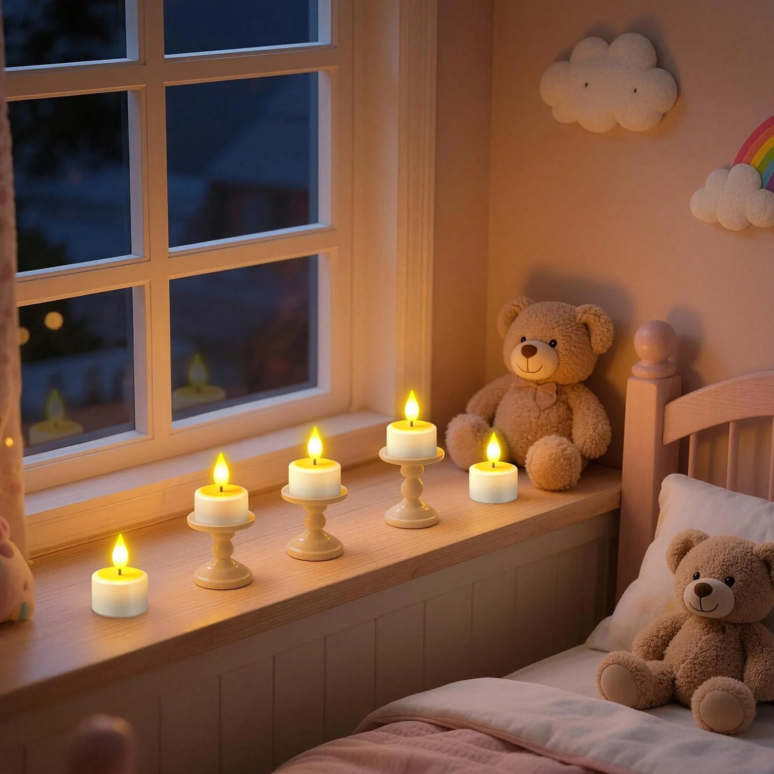 PChero Lot de 2 bougies chauffe-plat rechargeables LED sans flamme avec minuterie à distance pour Halloween Noël