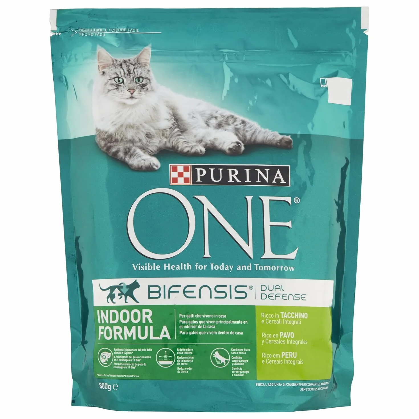 Purina One Bifensis Indoor Formula Croquettes Chats Dinde et Céréales 800g