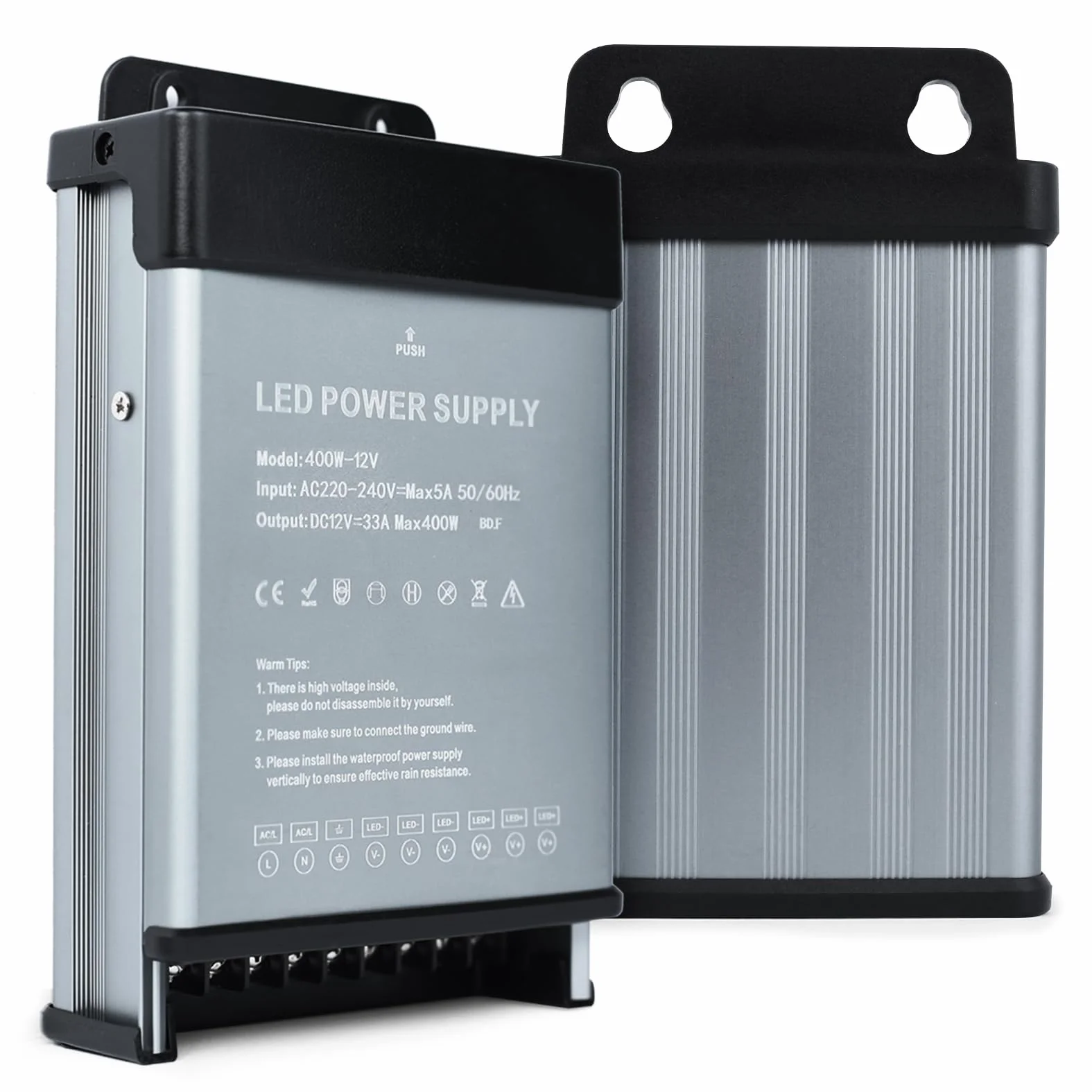 Transformateur LED 400W 220V AC 12V 33A IP44 Imperméable Alimentation Tension Constante