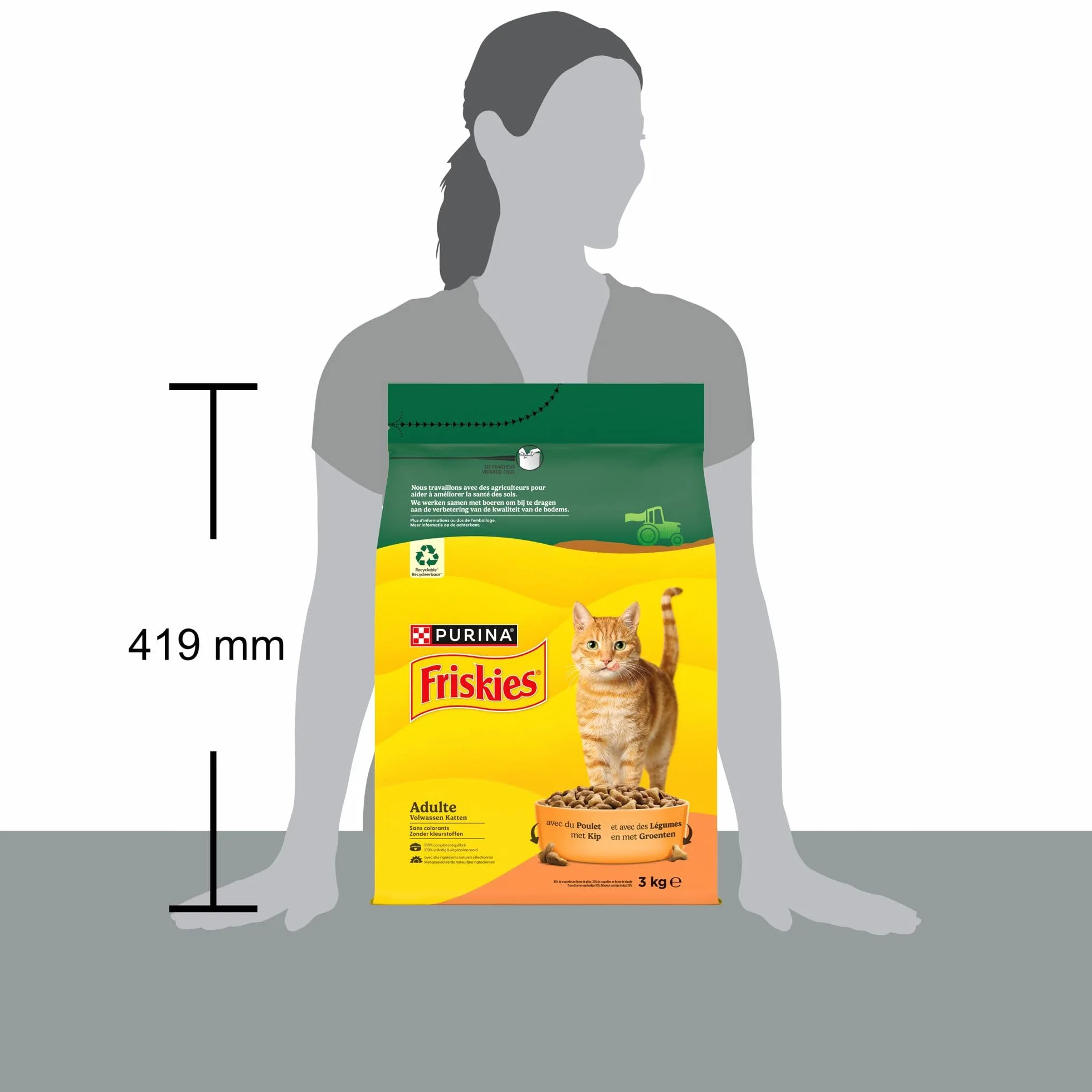 FRISKIES Croquettes complètes pour Chats Adultes au Poulet et Légumes 3 kg