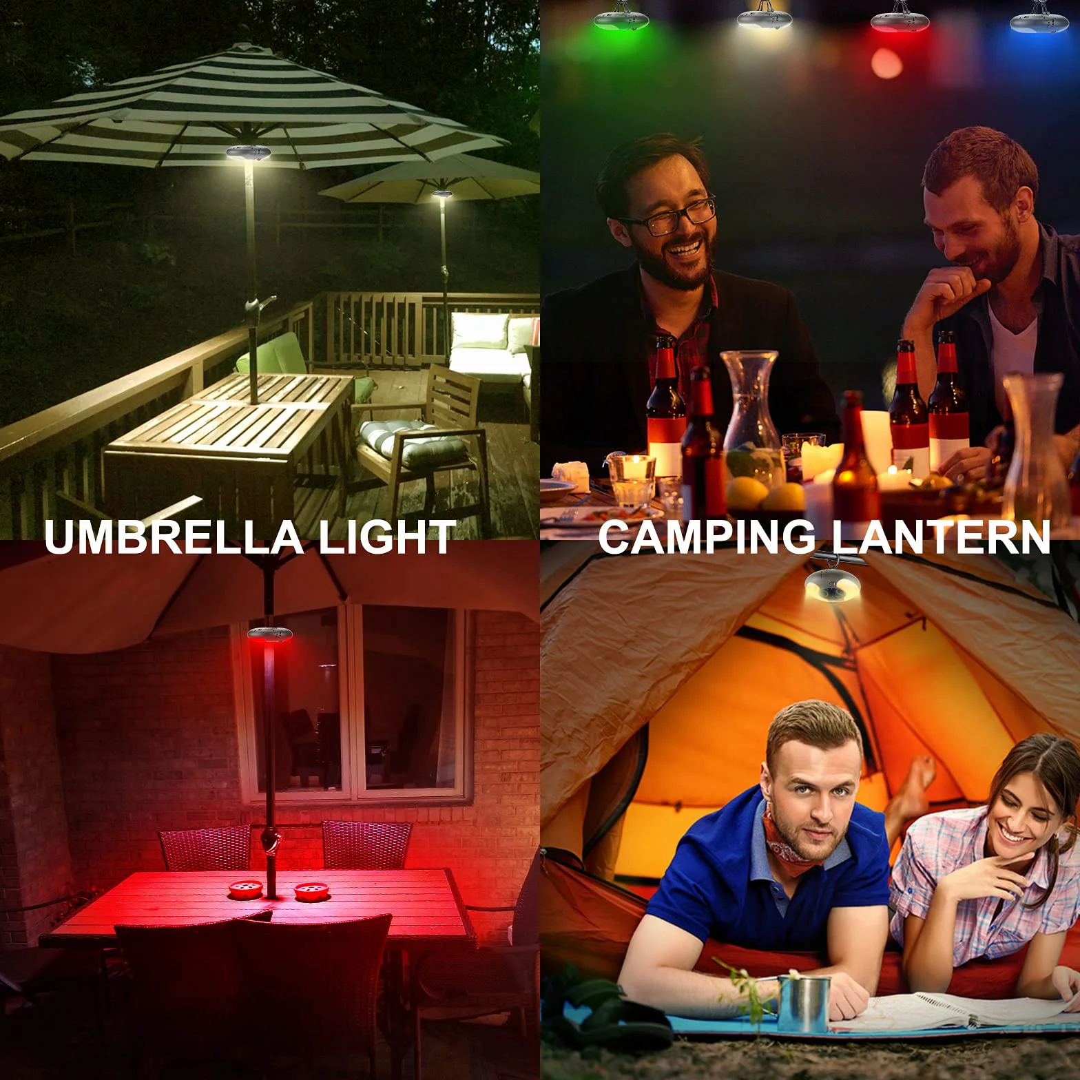 HONWELL Lampe Parasol Batterie 4000K Lumière Patio Télécommande Éclairage Jardin