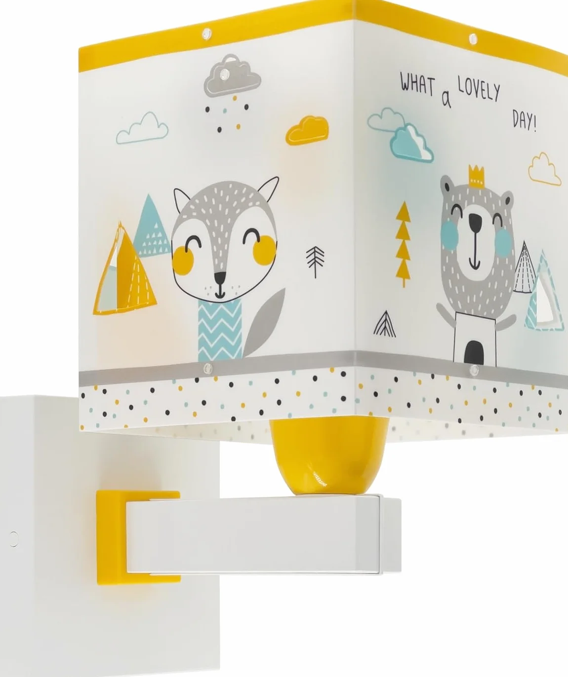 Dalber Applique Murale Enfant Hello Little Animaux Renard Ours Raton Laveur Lapin Multicolore E27