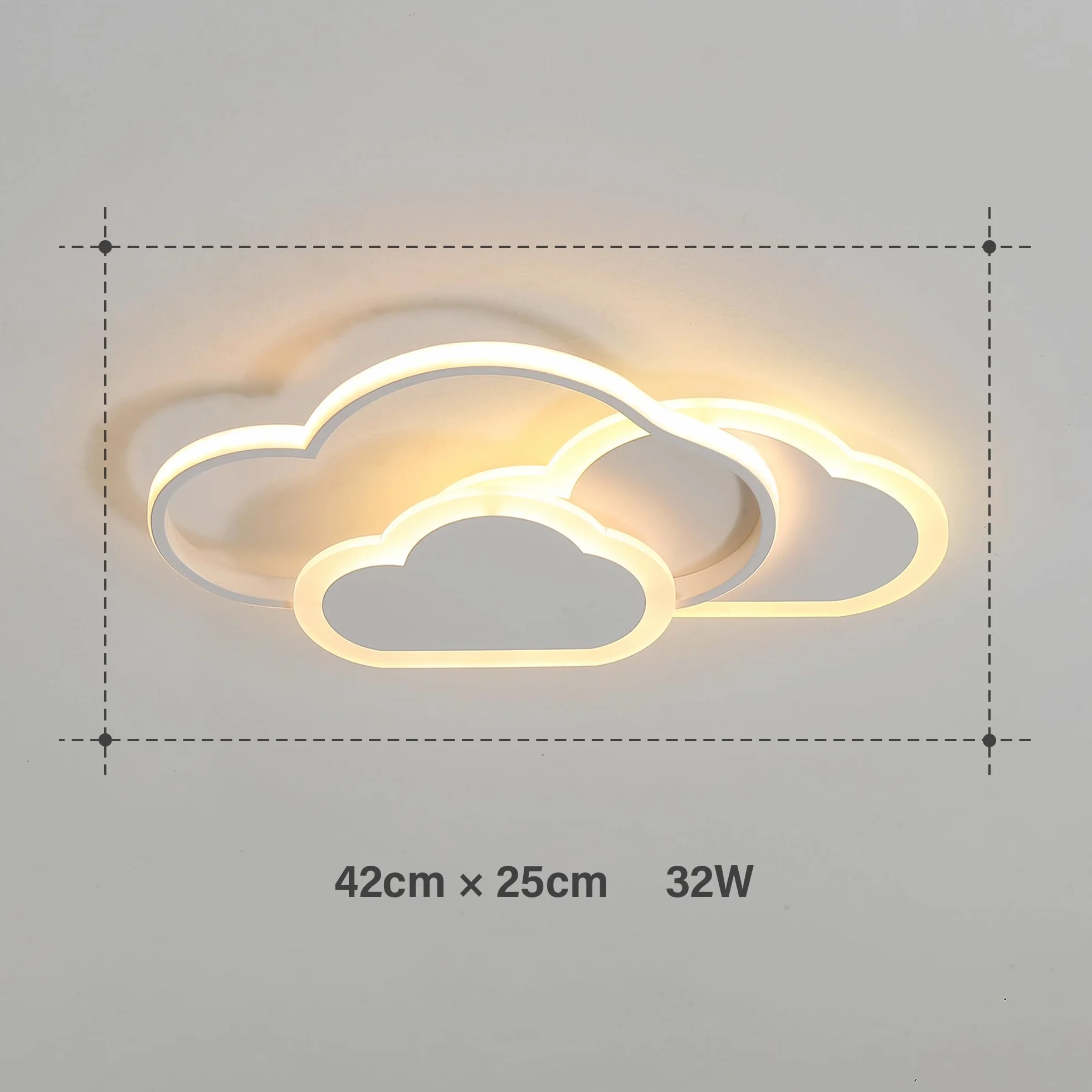 Plafonnier LED Enfant Forme Nuage 42cm 32W 2700lm Dimmable 3000K-6500K Télécommande Blanc Moderne