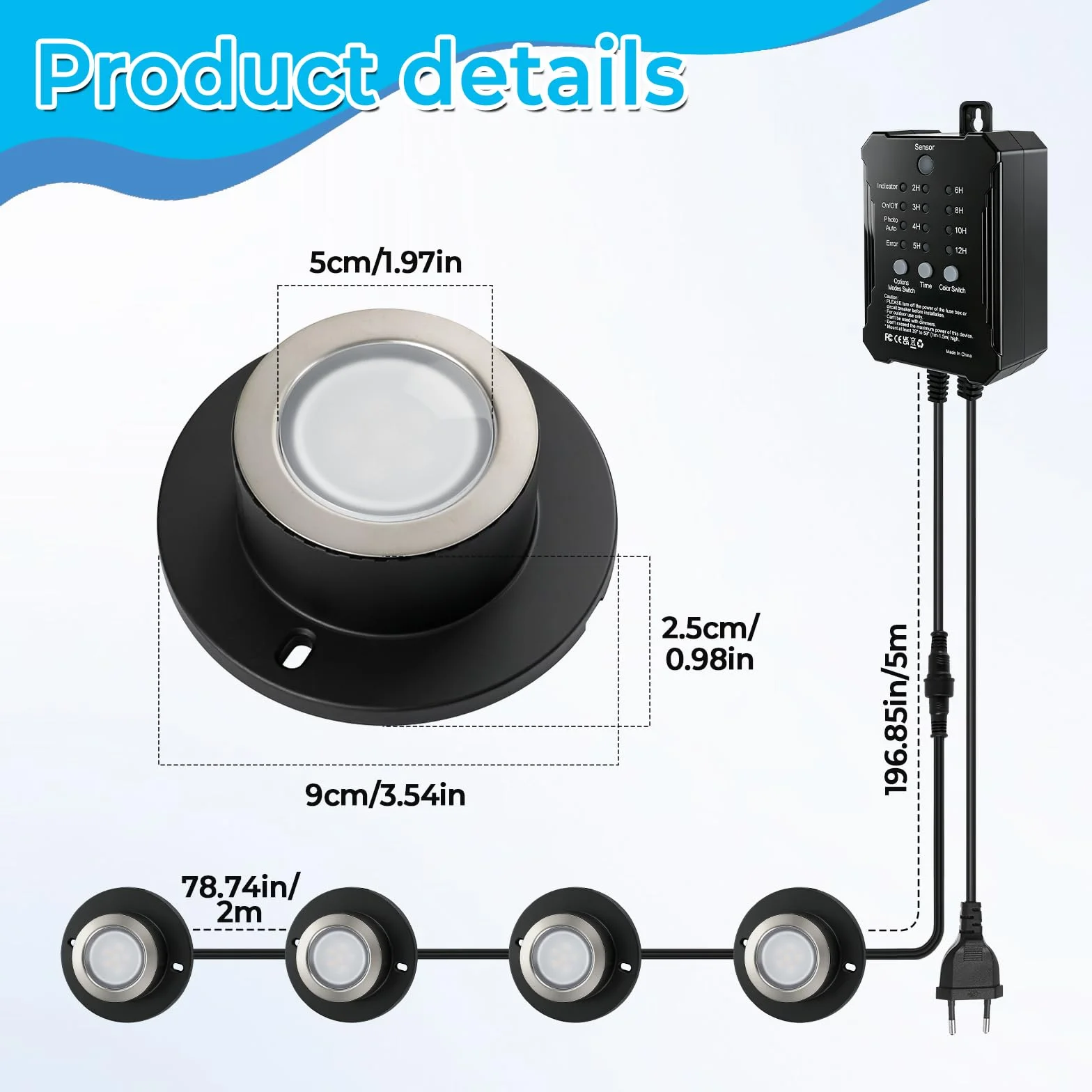 Projecteurs paysagers sous-marins RGB IP68 avec télécommande 4 lampes éclairage de bassin submersible