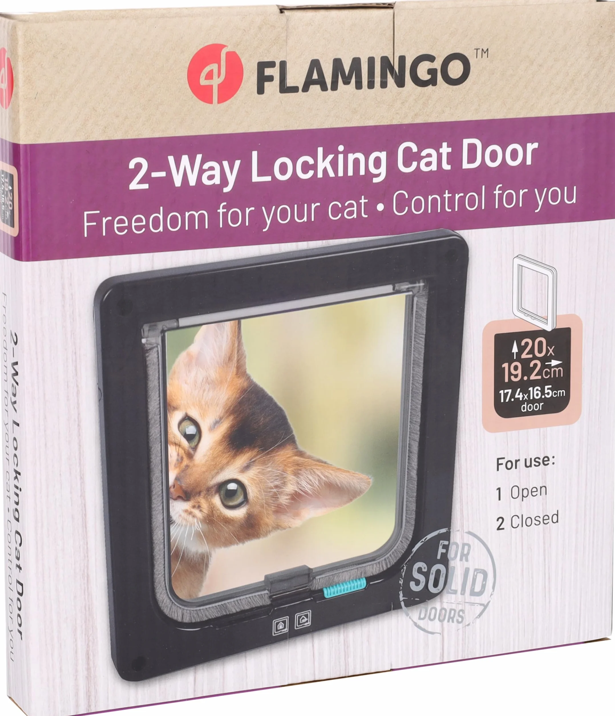 Flamingo Chatière Fanni 2 Réglages Noire Silencieuse avec Fermeture Magnétique
