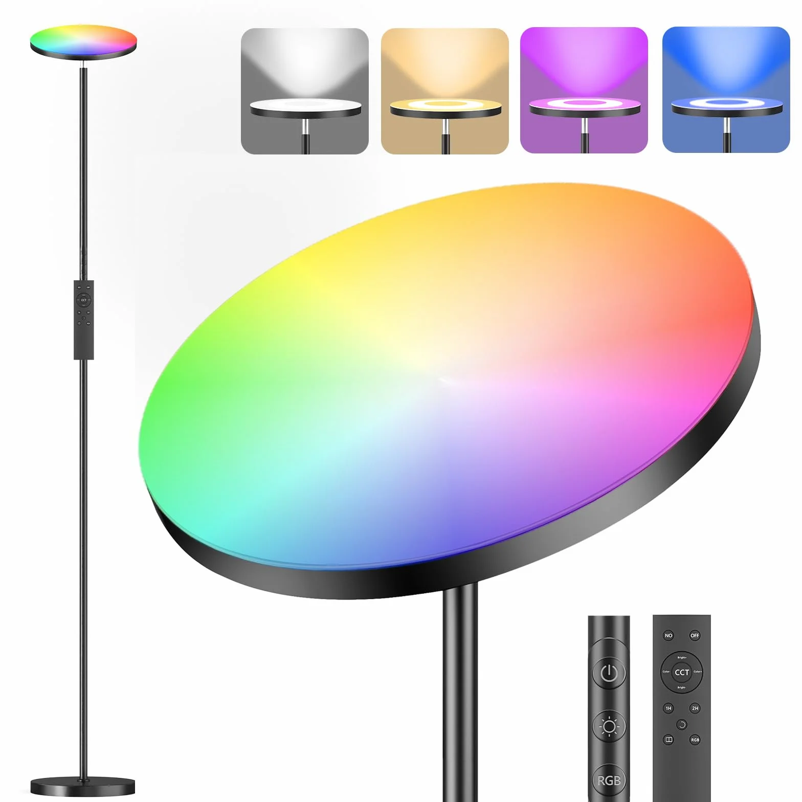 Lampadaire sur Pied LED 36W 3000LM Dimmable 2700K-6500K RGB Télécommande Contrôle Tactile