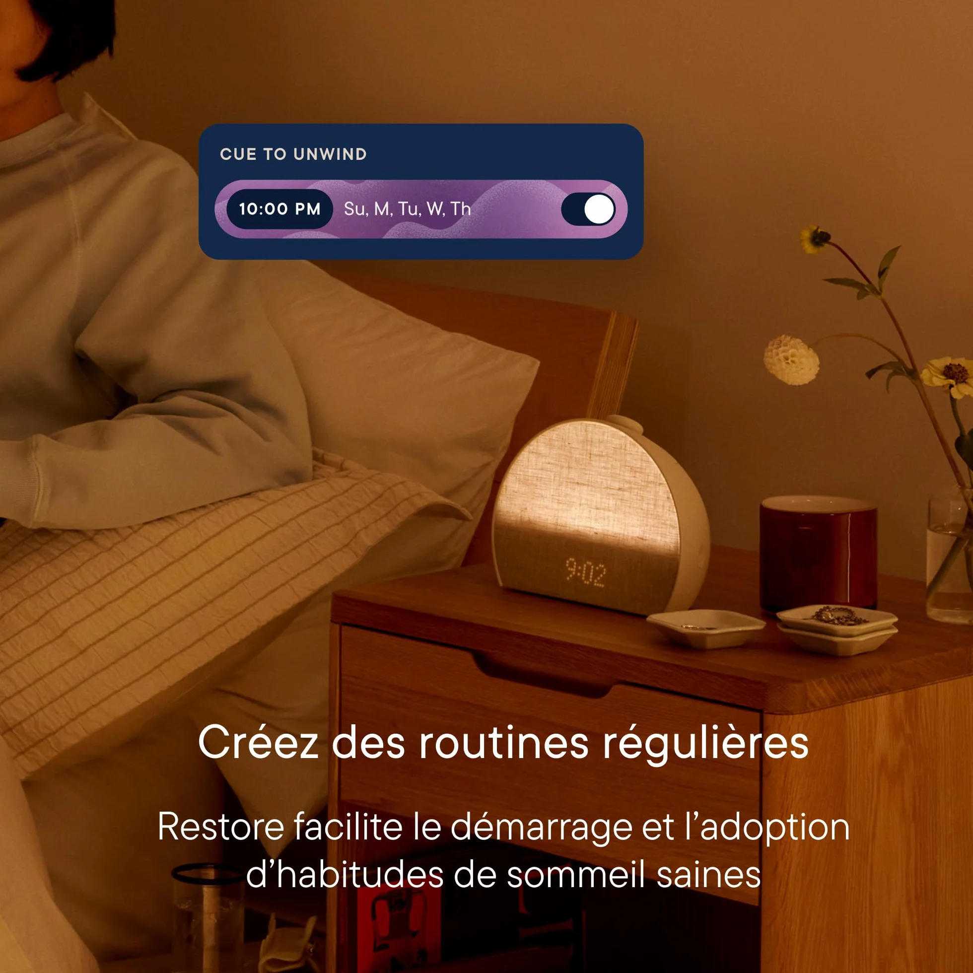 Hatch Restore 3 Réveil simulateur d’Aube et réveil Lumineux avec Machine à Sons et lumière Intelligente – Bruit Blanc, Routine de Sommeil sans écran