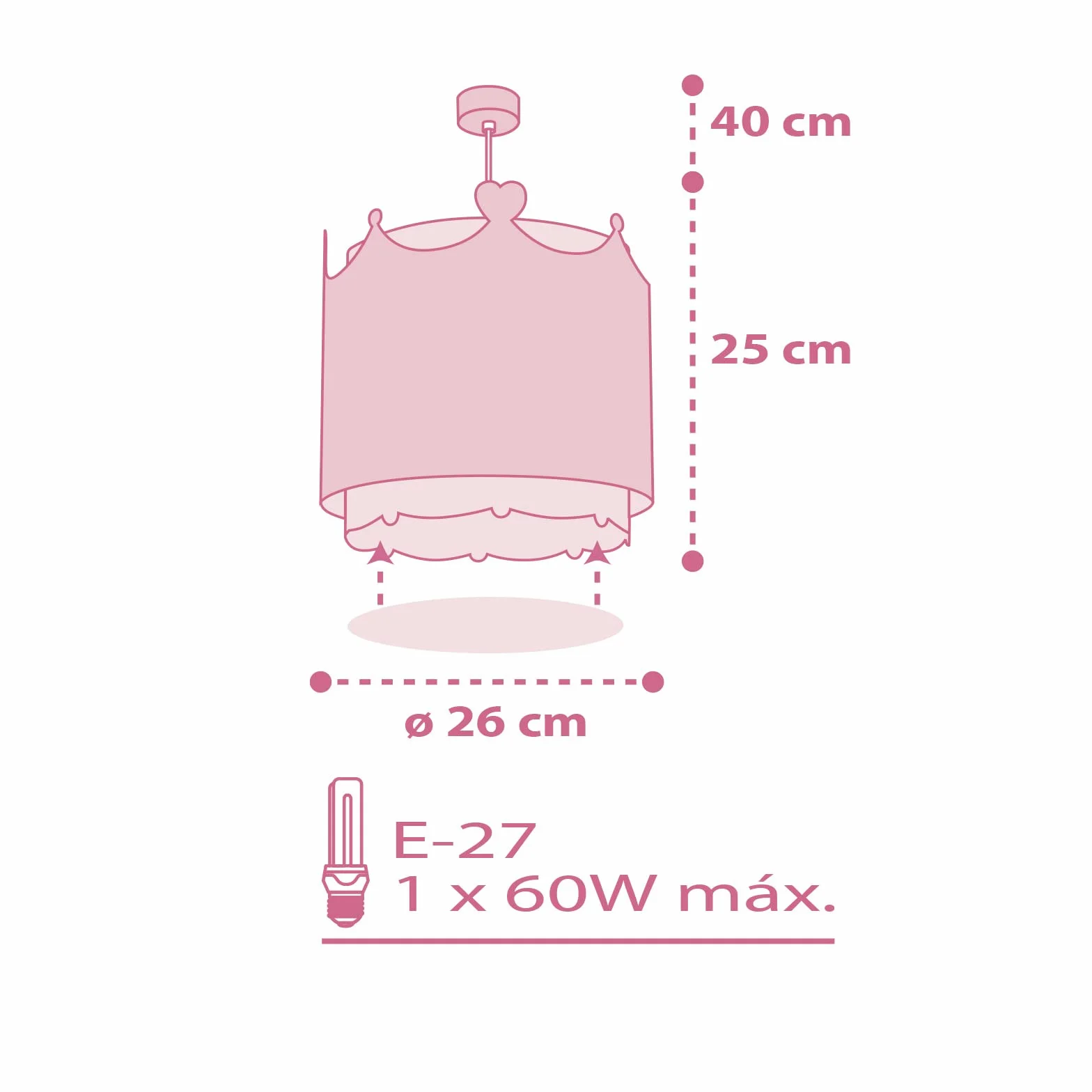 Dalber Lampe Suspension Enfant Little Queen Couronne Princesse E27