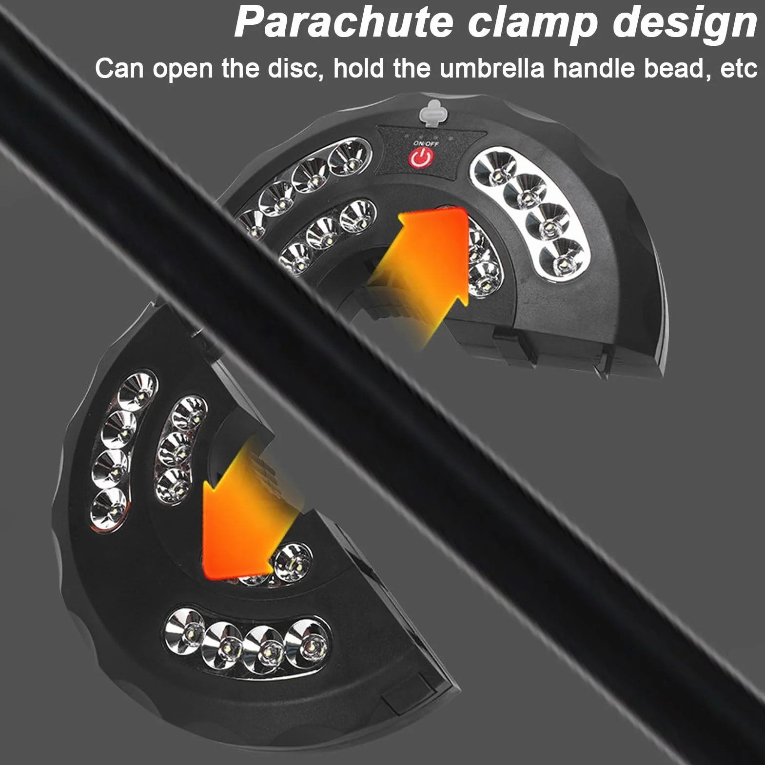 Lampe LED parasol patio rechargeable Type-C super lumineux extérieur Noir