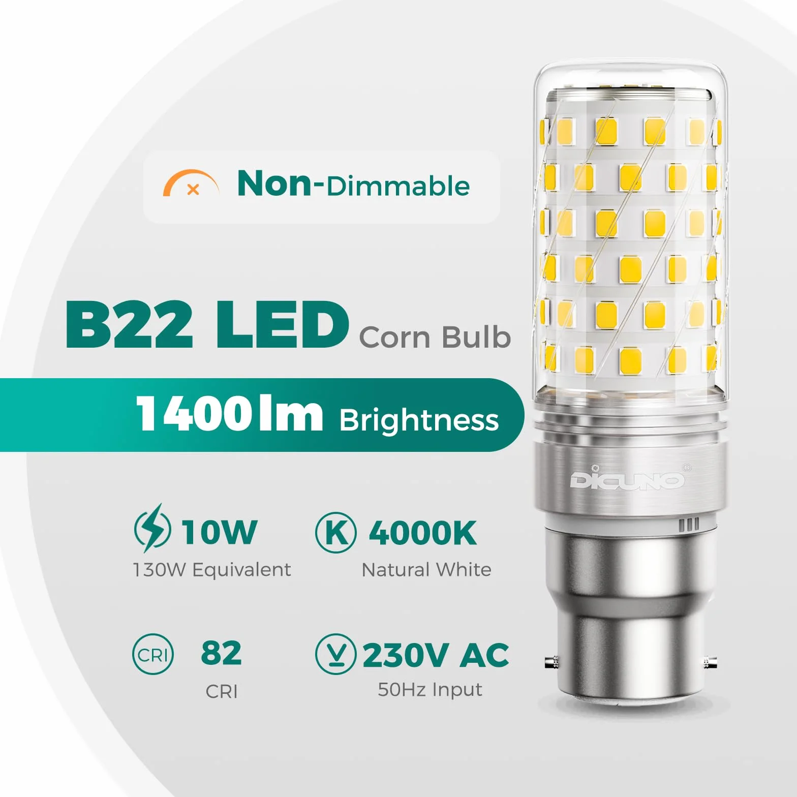 DiCUNO Ampoule LED B22 10W 1400lm 4000K Blanc Neutre Non-dimmable Lot de 2