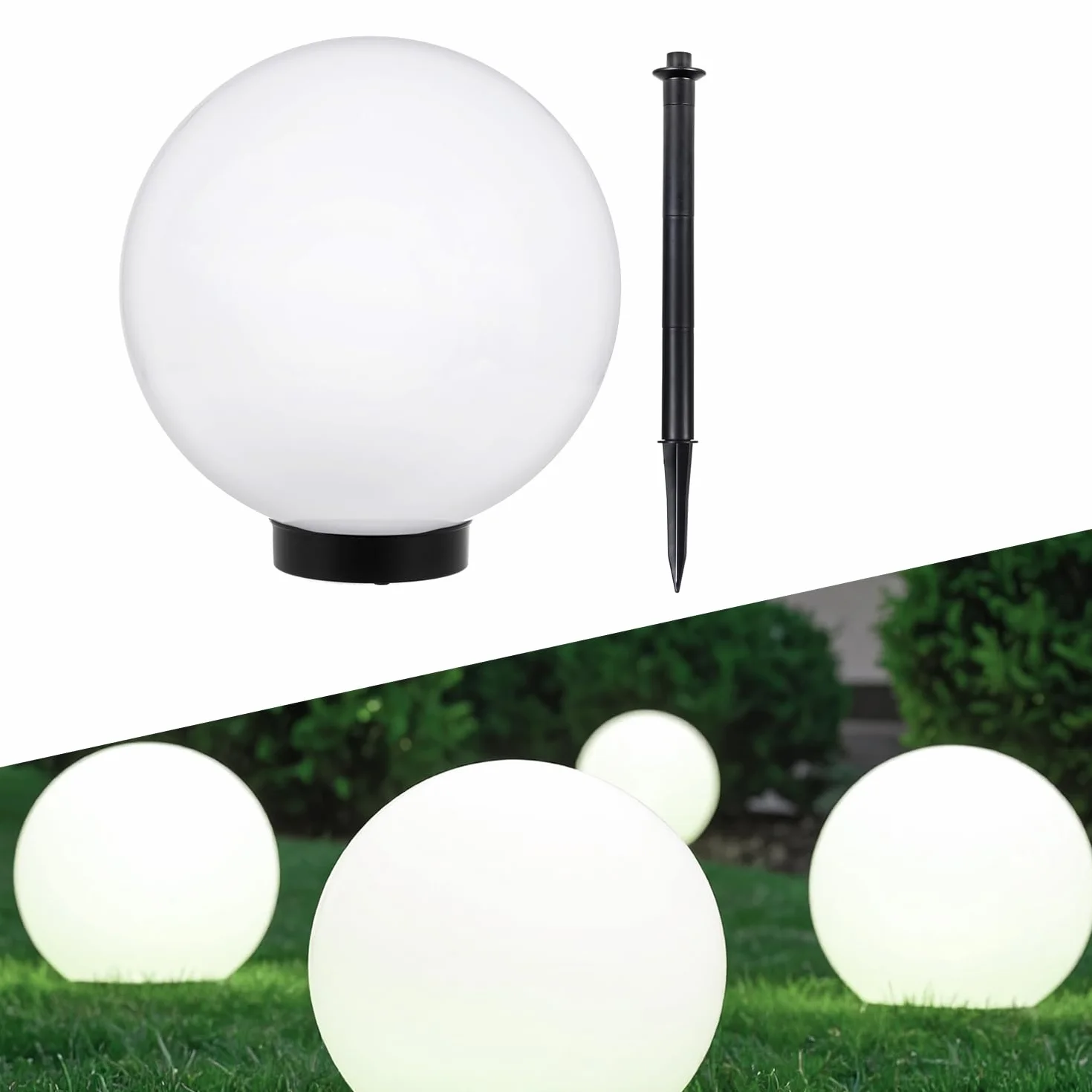 Lampe solaire LED pose libre Green Blue GB166 balle blanc 25x25 jardin