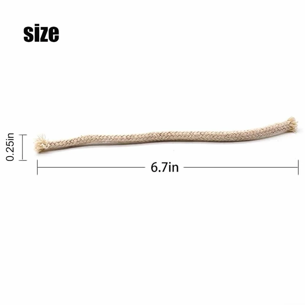 Lot de 50 mèches en coton 6,7 mm pour lampes à pétrole et huile 16 cm