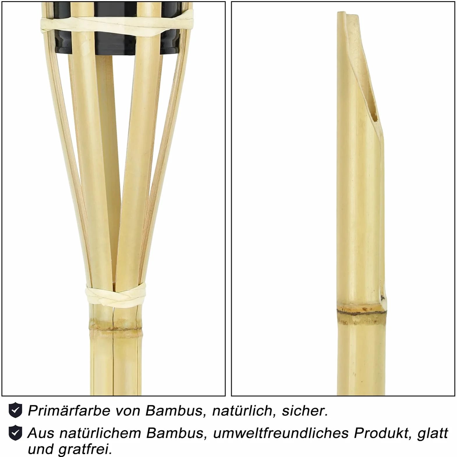 Lot de 36 torches de jardin 90 cm en bambou à huile pour extérieur