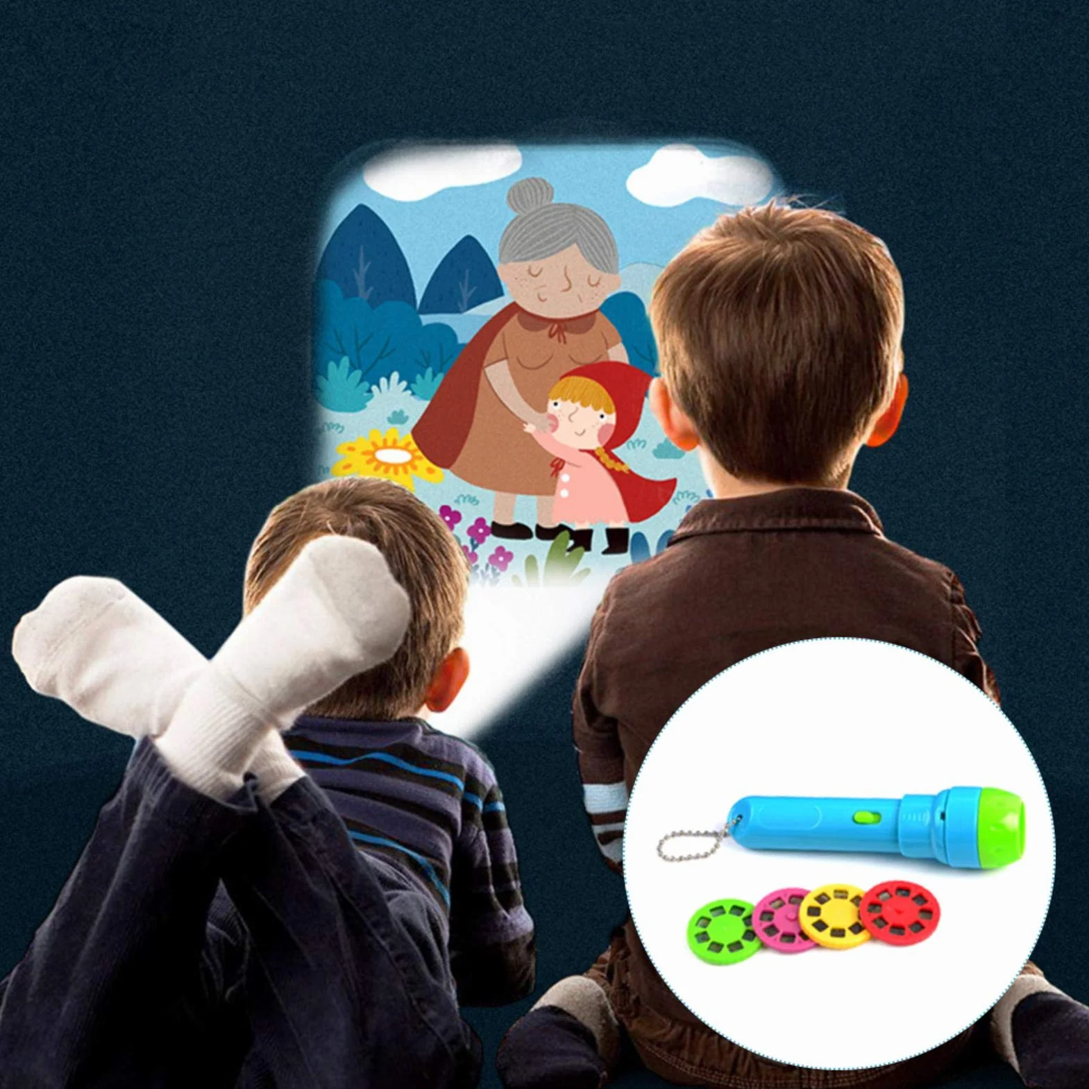 Lampe de Poche Projecteur Enfant Jouet 4 Modèles 32 Images Histoire Classique