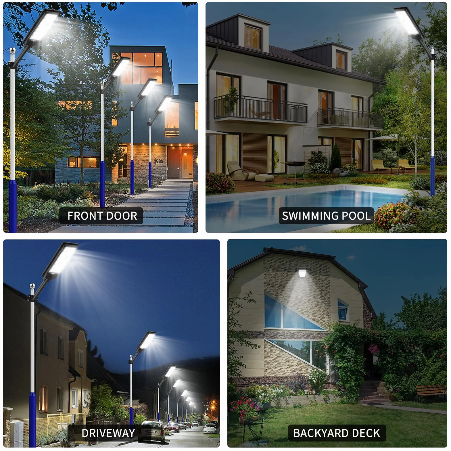 Lampadaire Solaire Exterieur 600W 1080 LEDs IP66 avec Télécommande Détecteur de Mouvement Viugreum