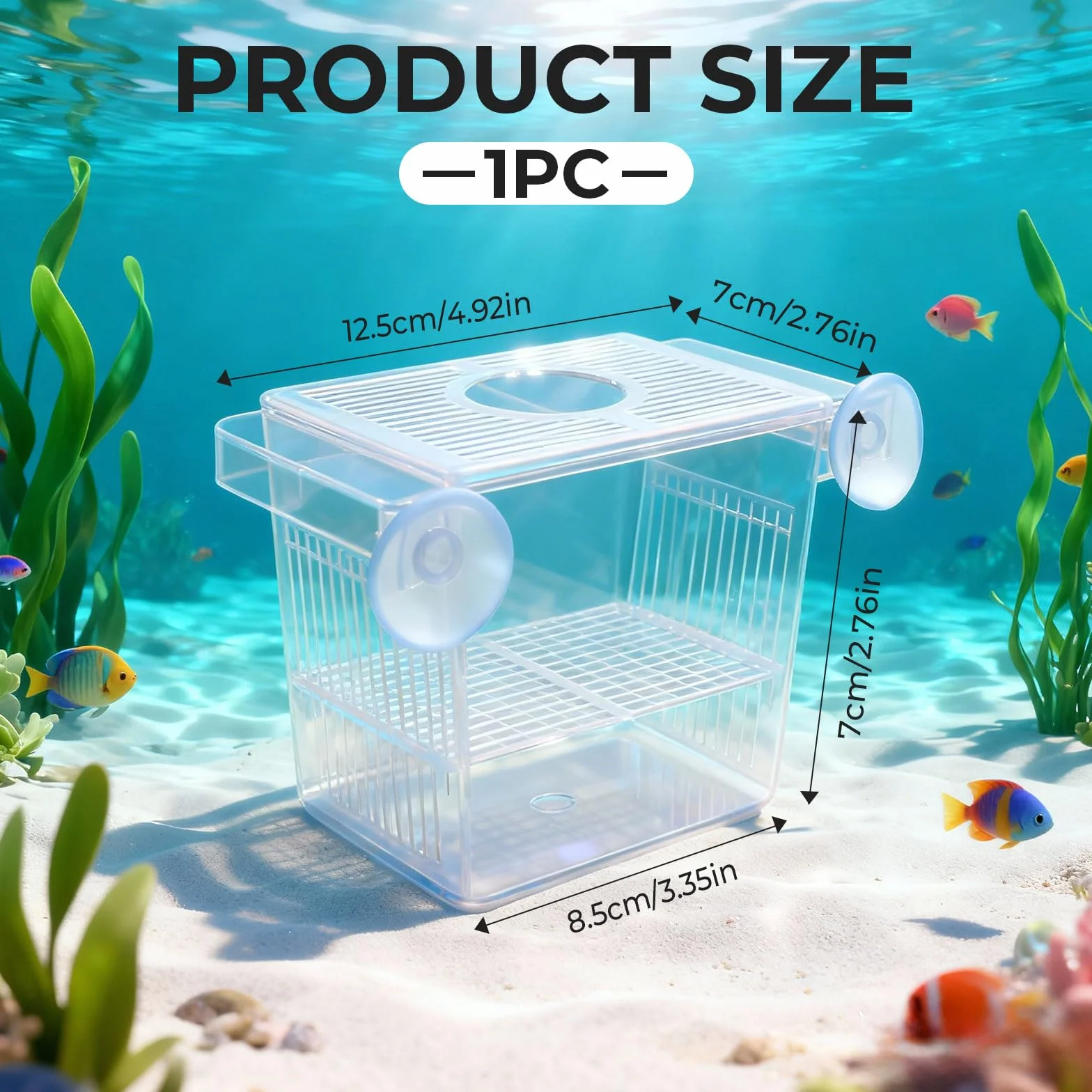 Boîte de Culture de Poissons, Couveuse Aquarium Acrylique Transparente avec Ventouses, Bac Alevins Autoflottant