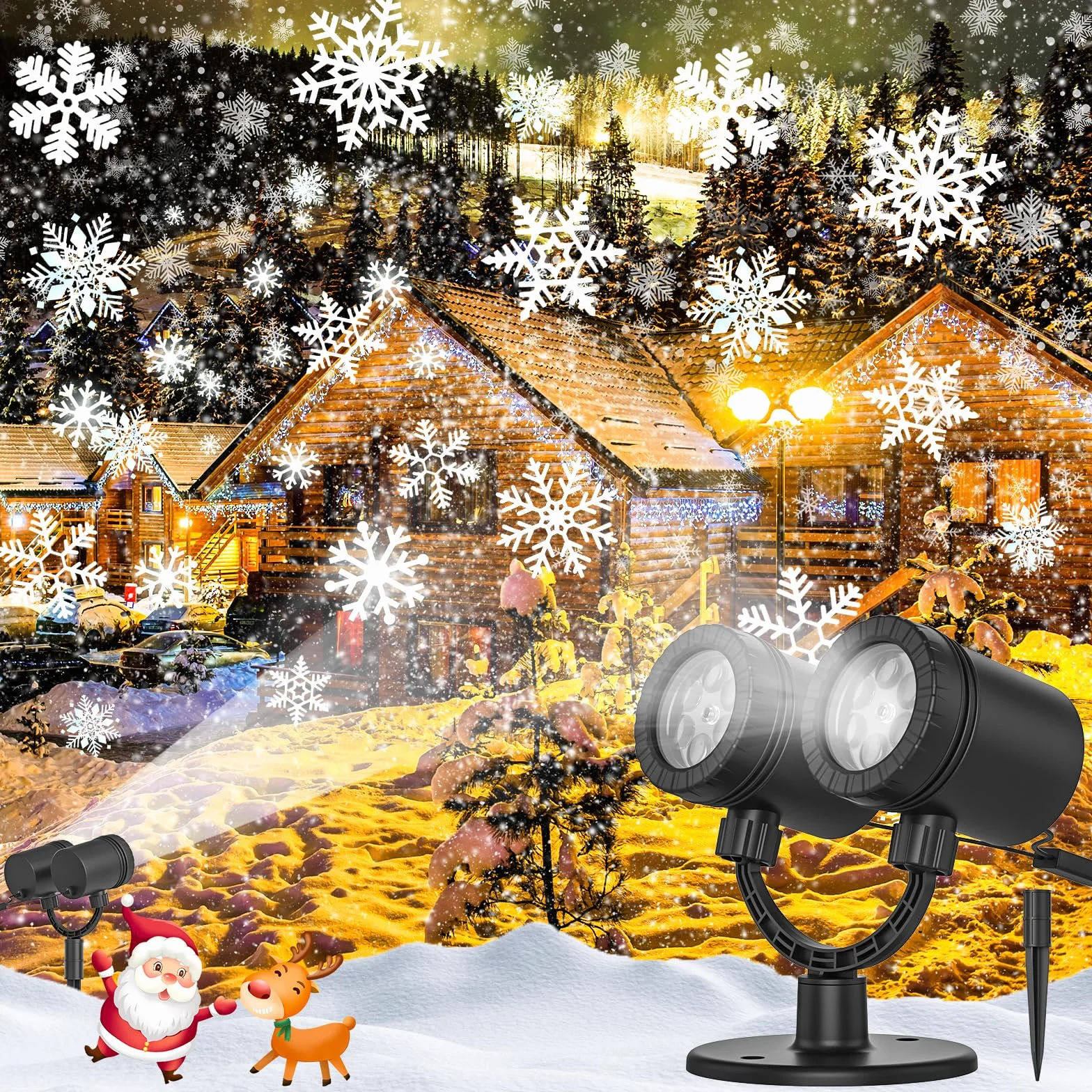Projecteur de flocons de neige LED extérieur étanche décorations Noël