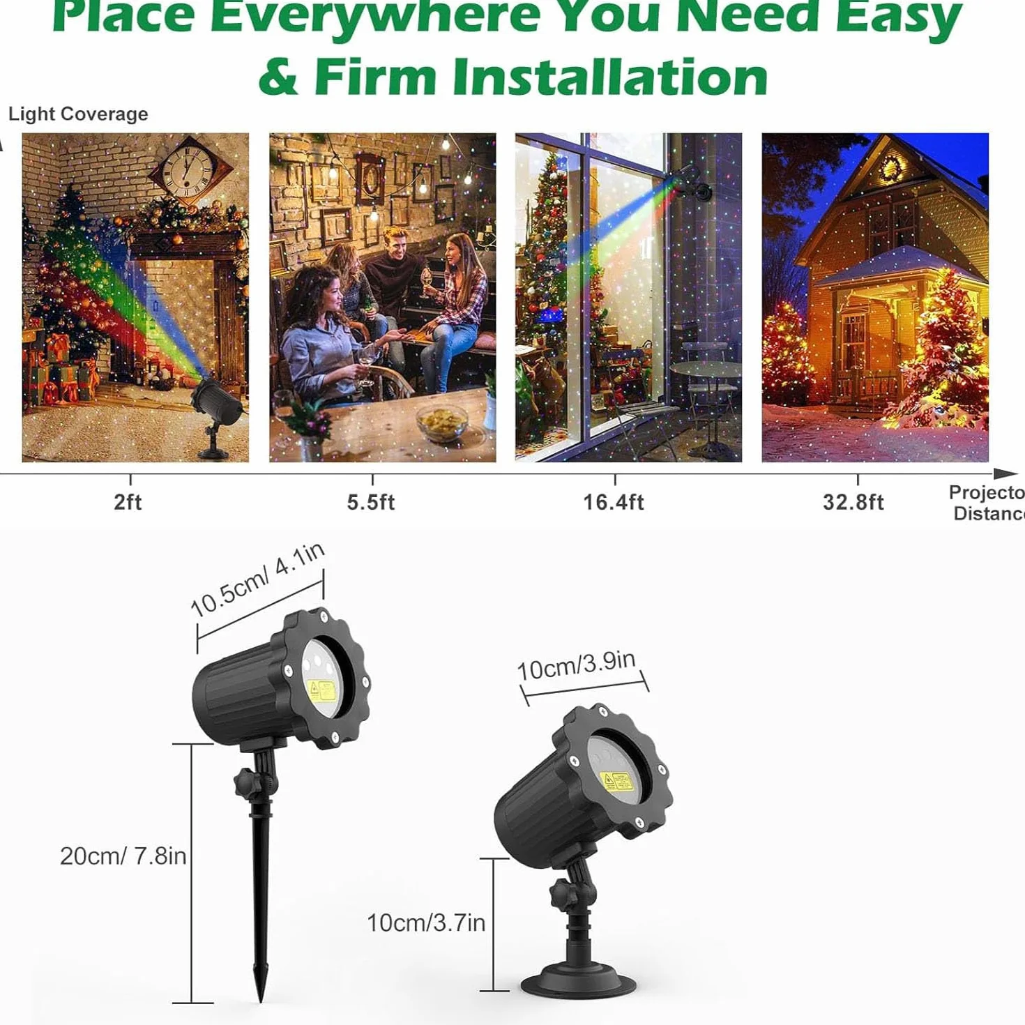 Projecteur Laser Exterieur Noel 3 Couleurs avec Télécommande IP65 16,5 Pieds Decoration Lumière Laser