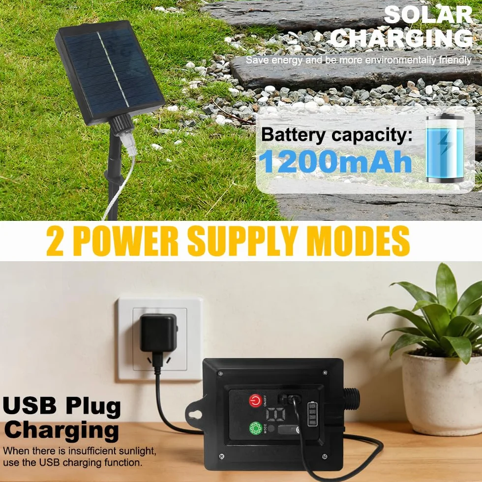 Lampes Solaires pour Parasol 104 LED 8 Modes Télécommande USB Jardin