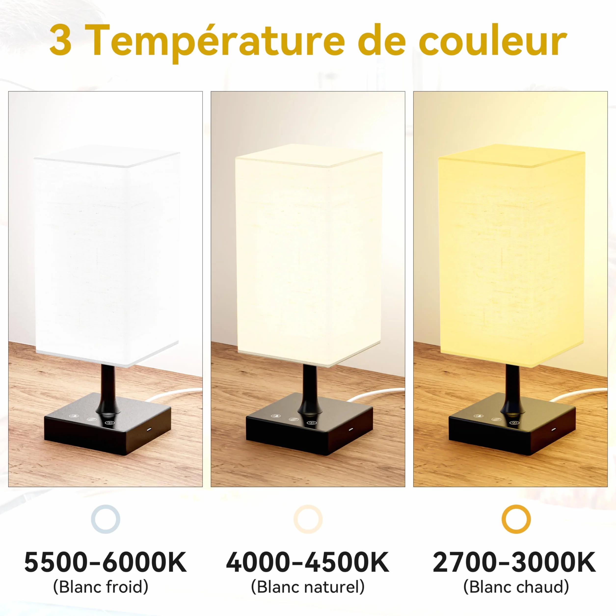 Lampe de luminothérapie 10000 Lux sans UV avec télécommande, 3 températures de couleur, luminosité réglable et fonction mémoire