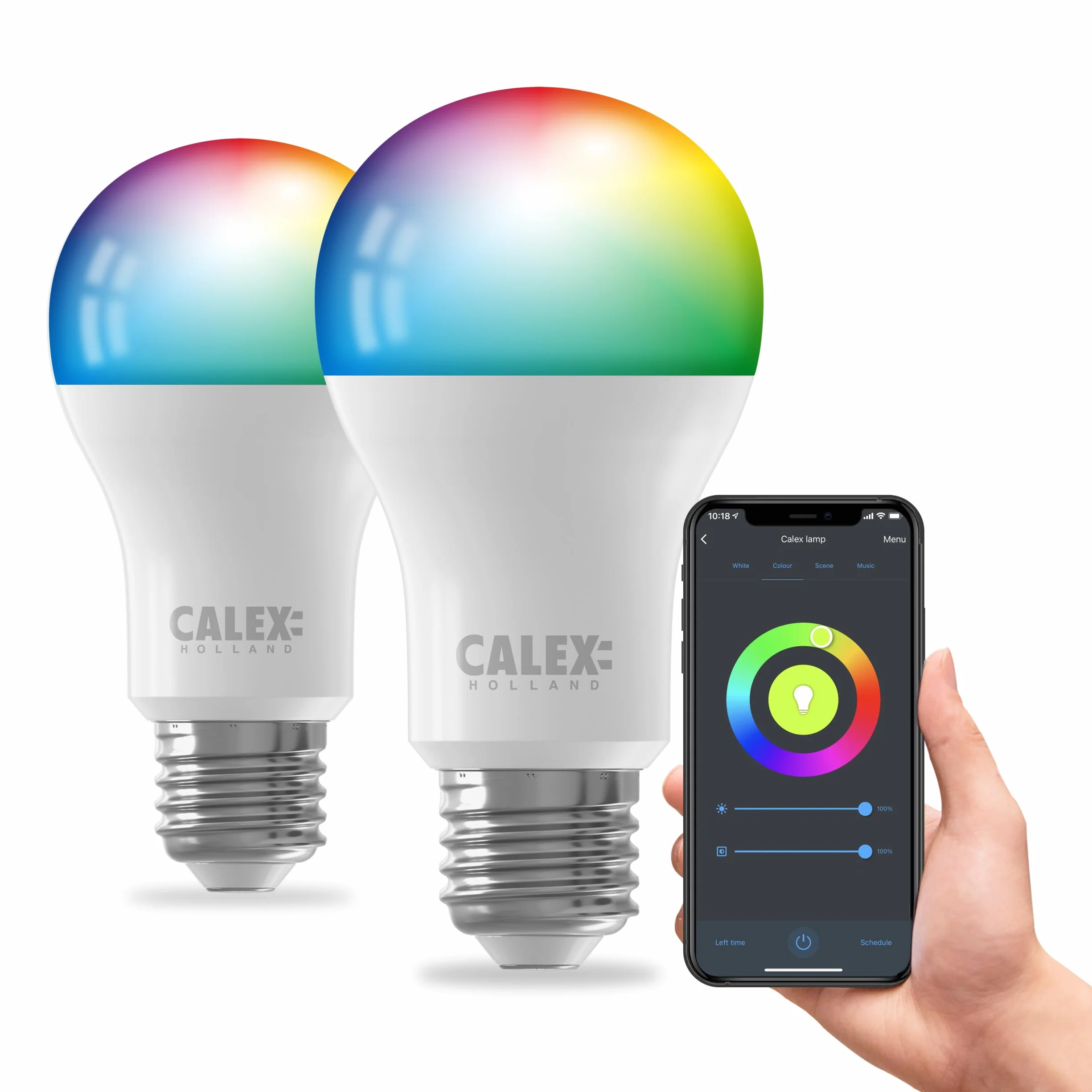 CALEX Lot de 2 Smart Ampoules LED A60 E27 RGB CCT WiFi 806lm 9,4W Dimmable 2200-4000K