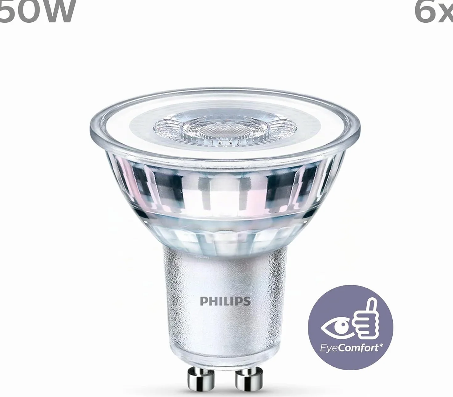 Philips LED ampoule GU10 50W équivalent 4000K blanc neutre 390 lumens lot de 6