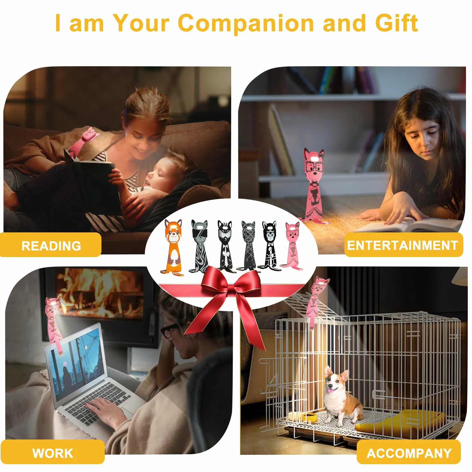 MILA&LOUIS Lampe de Lecture LED Rechargeable avec Pince Gradation USB Sans Fil (Rose)