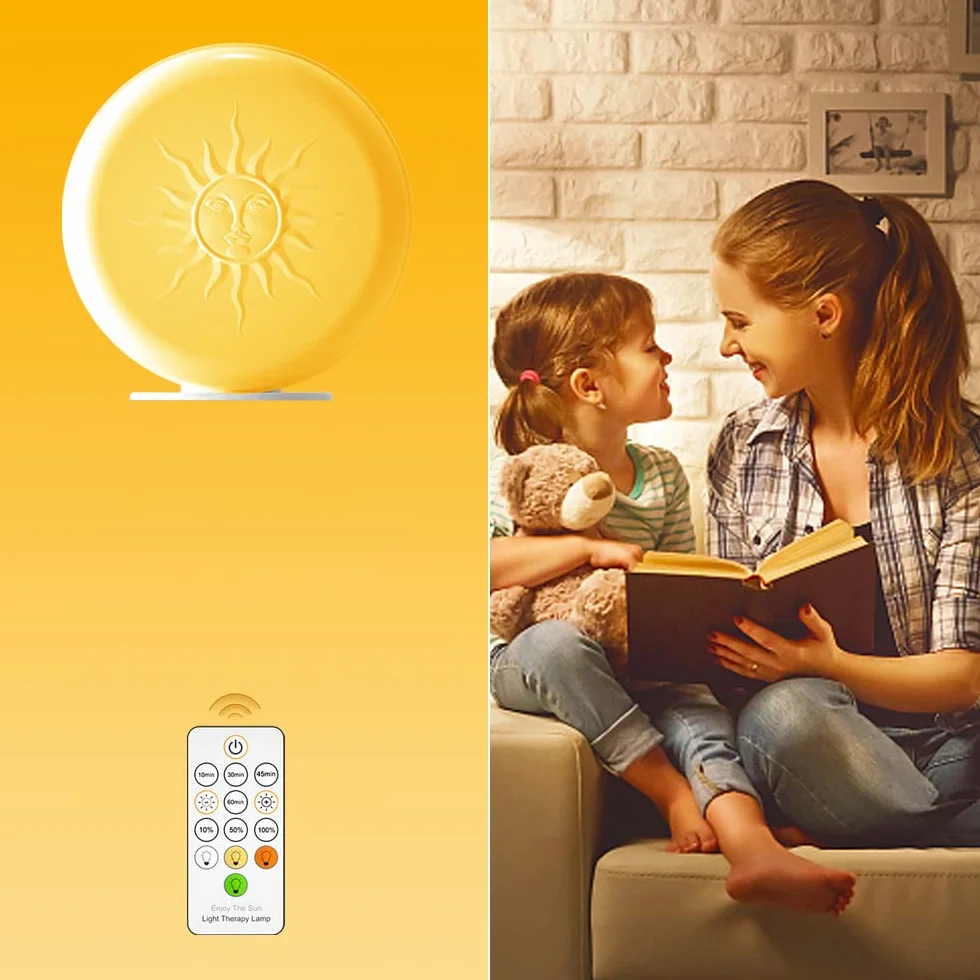 Lampe de Luminothérapie 10000 Lux, Simulation Lumière du Jour, Luminosité Réglable, Minuterie, Sans UV