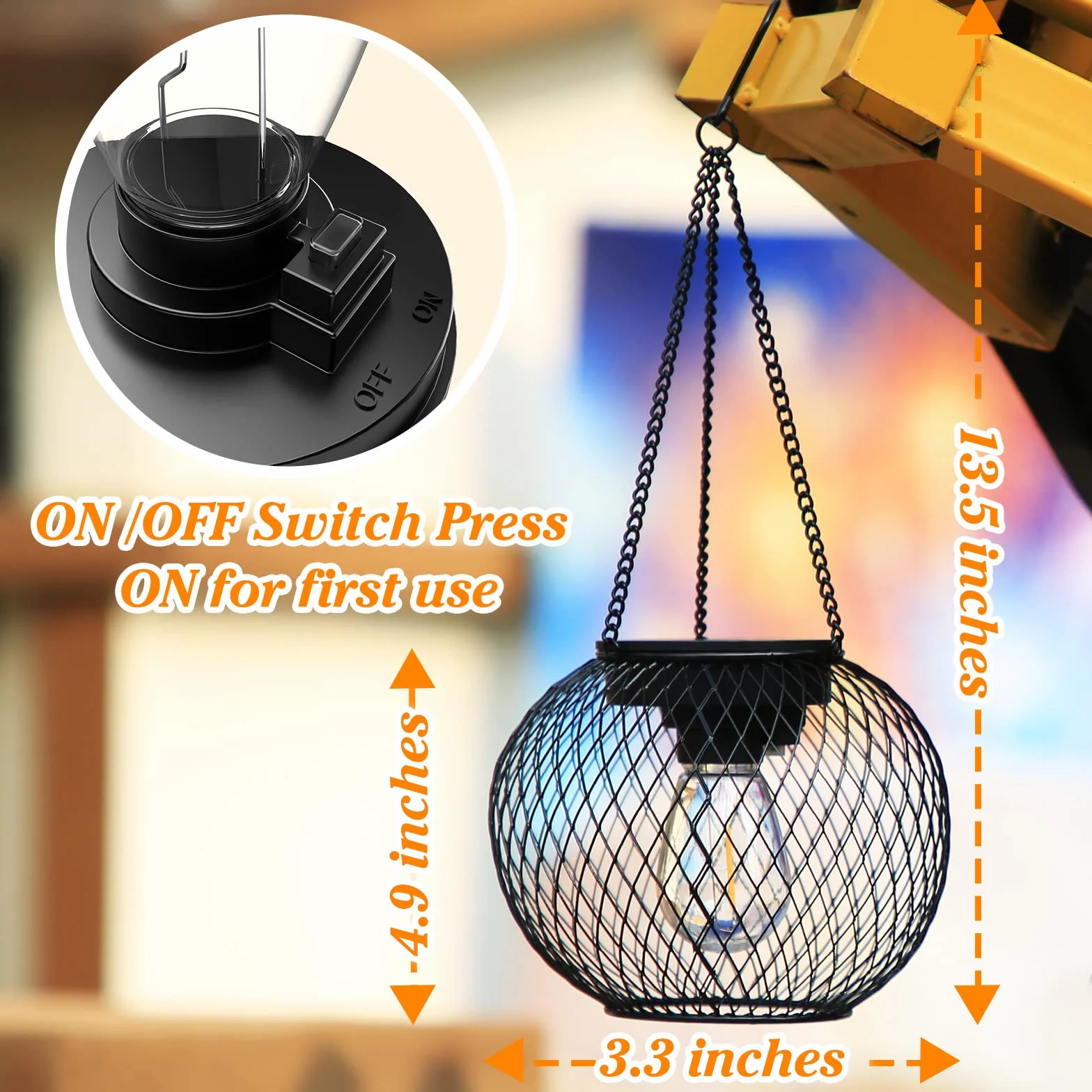 Lanterne Solaire Extérieur IP65 Lampe Suspendue Métal Jardin