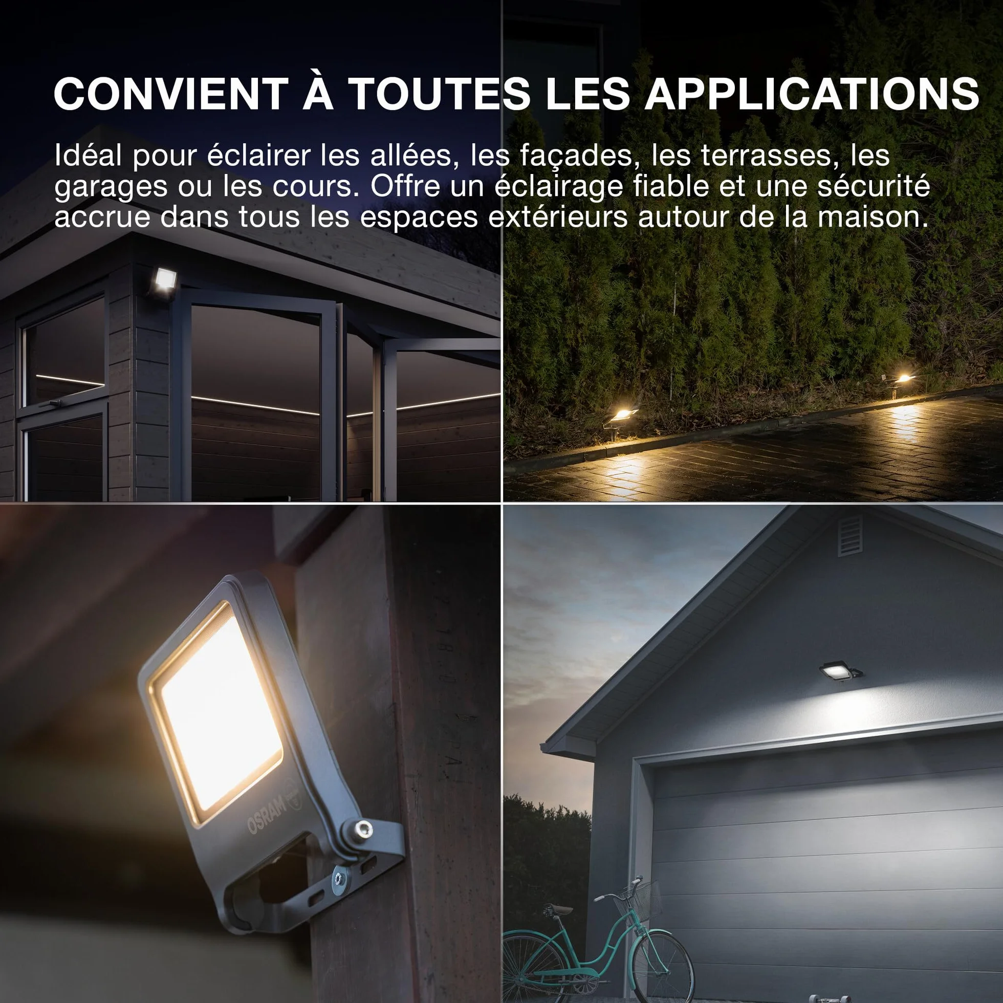 Osram Endura Pro projecteur extérieur capteur angle diffusion large gris foncé