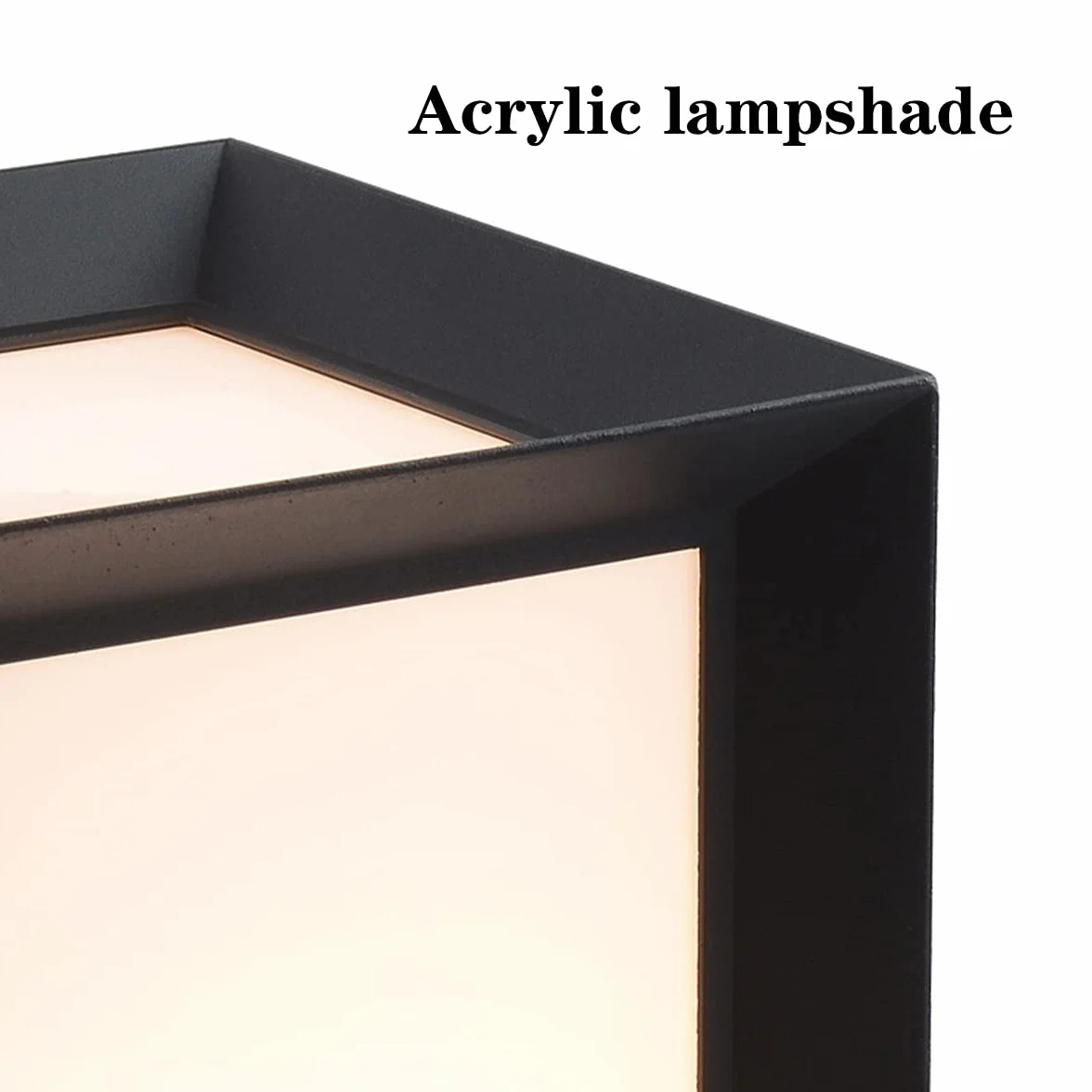 Lampe Pilier Extérieur Jardin Noir Traditionnel Carré avec Abat-Jour Acrylique E27