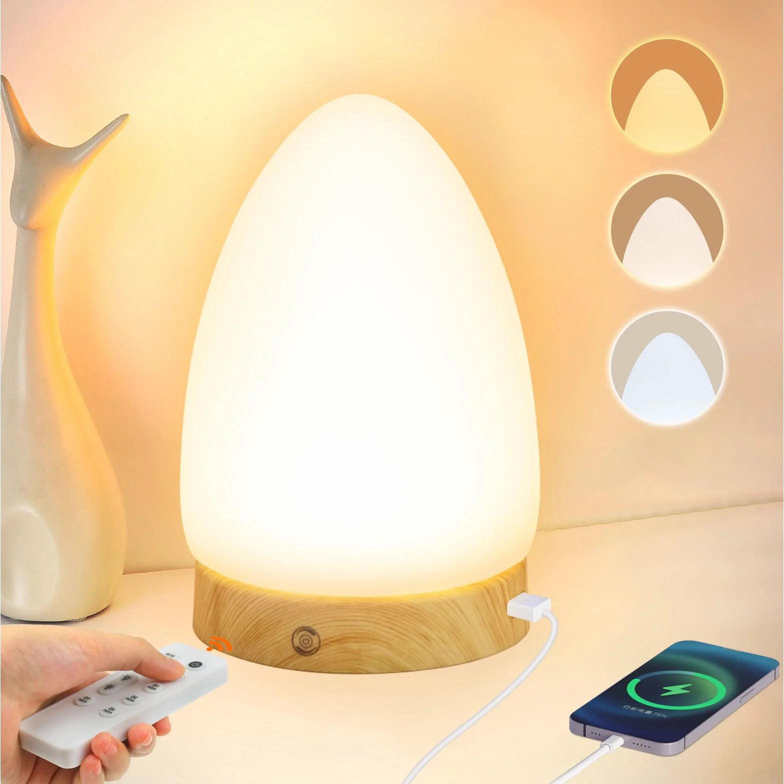 Hopihe Lampe de luminothérapie 10 000 Lux sans UV, lumière du jour avec télécommande, 4 niveaux de luminosité, minuteur