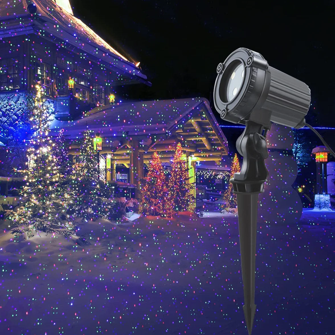 Lumières de Noël extérieures dynamiques rouges vertes bleues projection jardin décorations