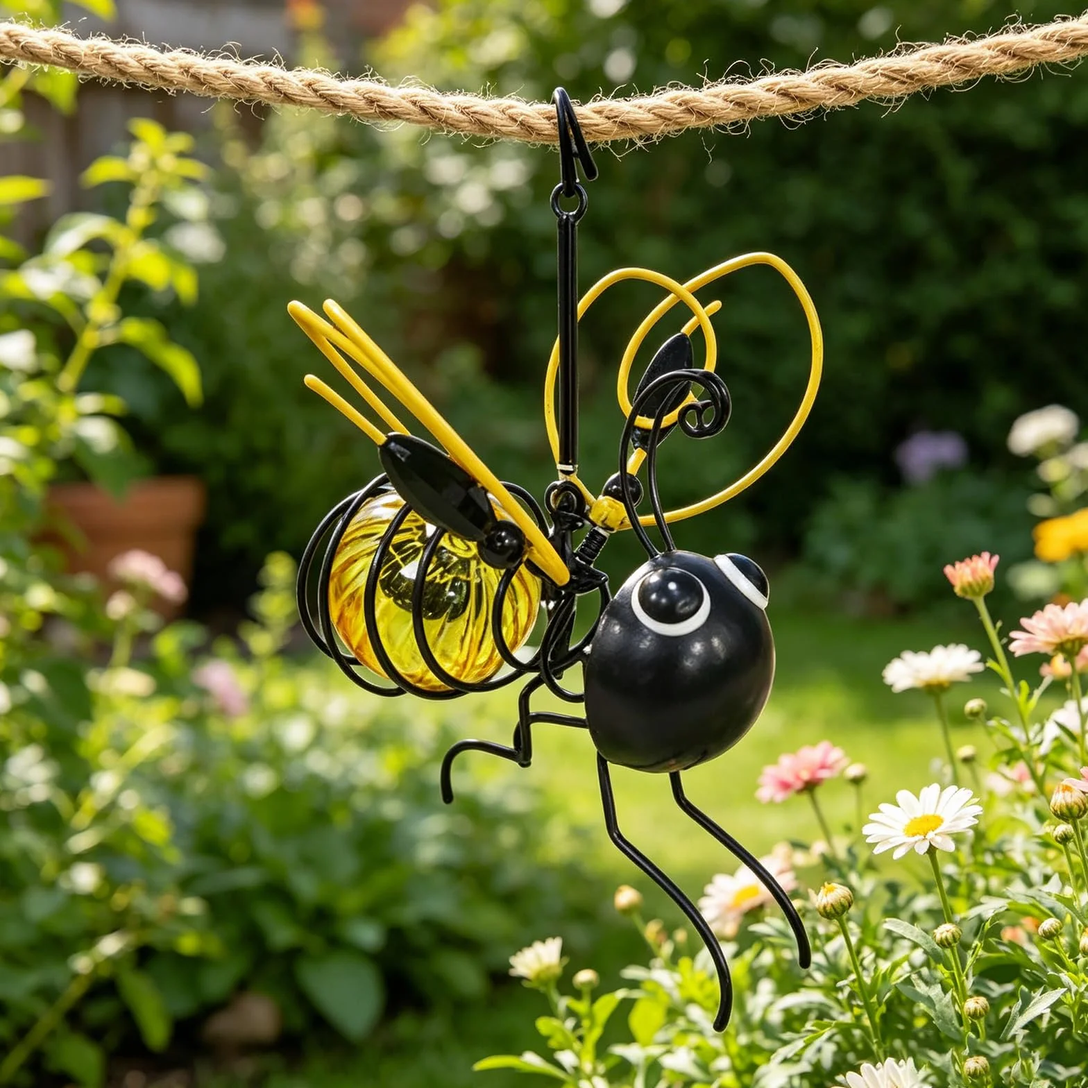 Lampe Solaire Abeille Suspendue, Lanterne Jardin LED Solaire, Guirlande Lumineuse Animaux