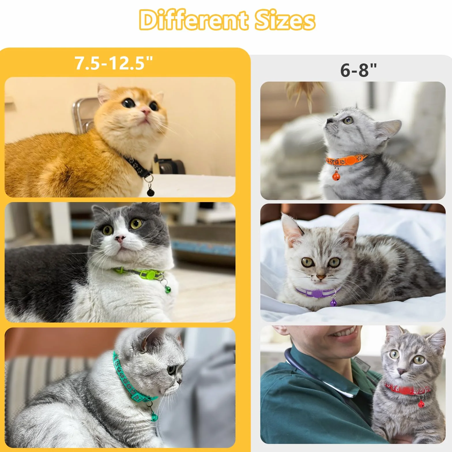 Taglory Collier Chat Anti Étranglement Réfléchissant 2 pcs Réglable 19-32cm Noir