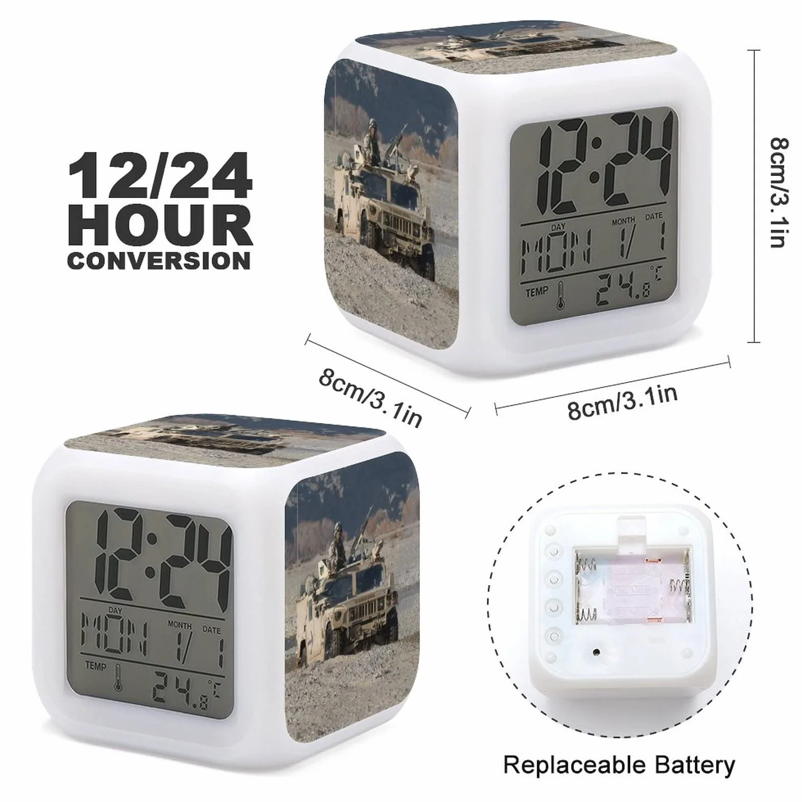 Réveil Enfant Numérique Veilleuse 7 Couleurs Changeantes Wake Up Light avec Date Calendrier Température A16