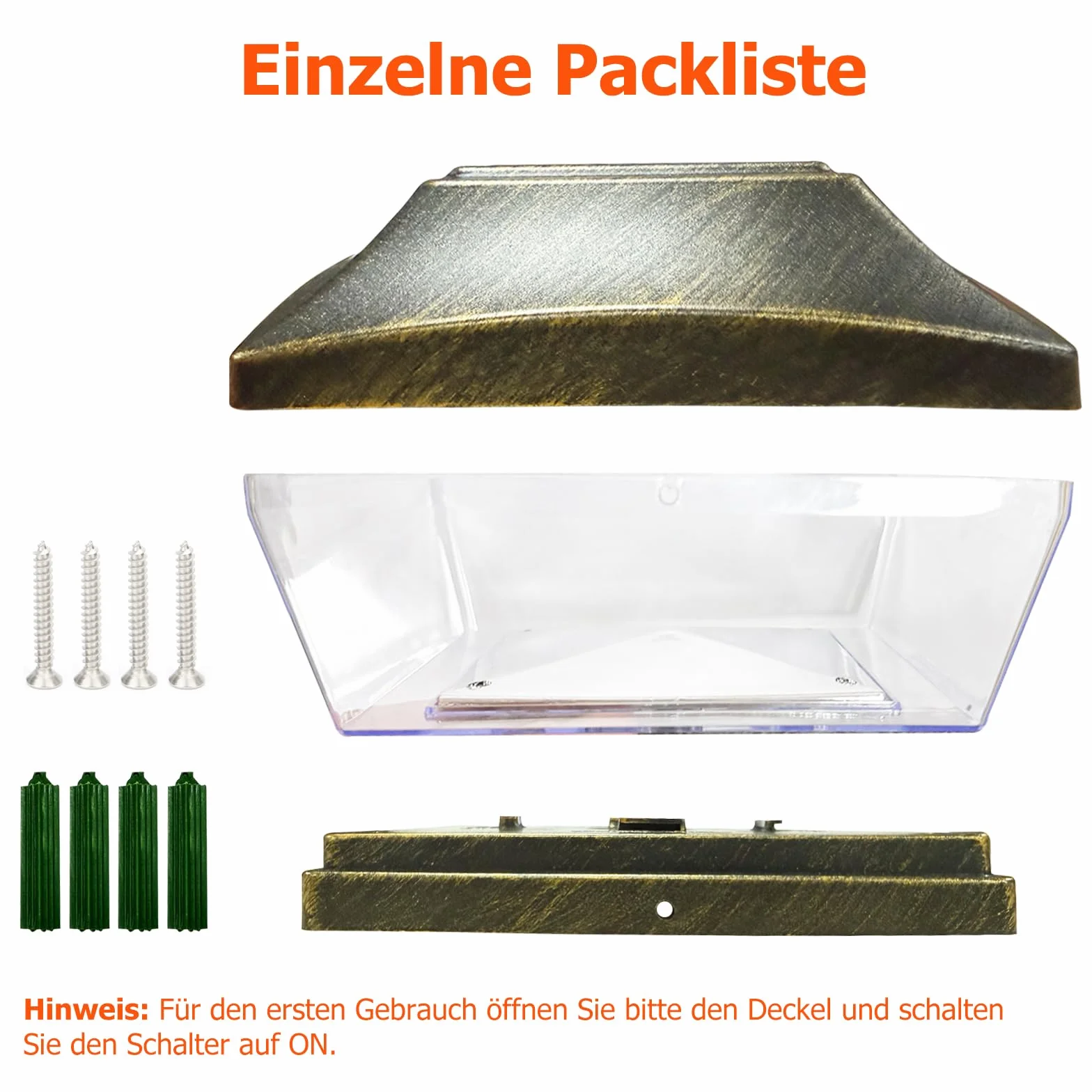 Lampe Solaire Chapeau Poteau Bois - Lampes Solaires d'Extérieur LED Étanches - Bronze
