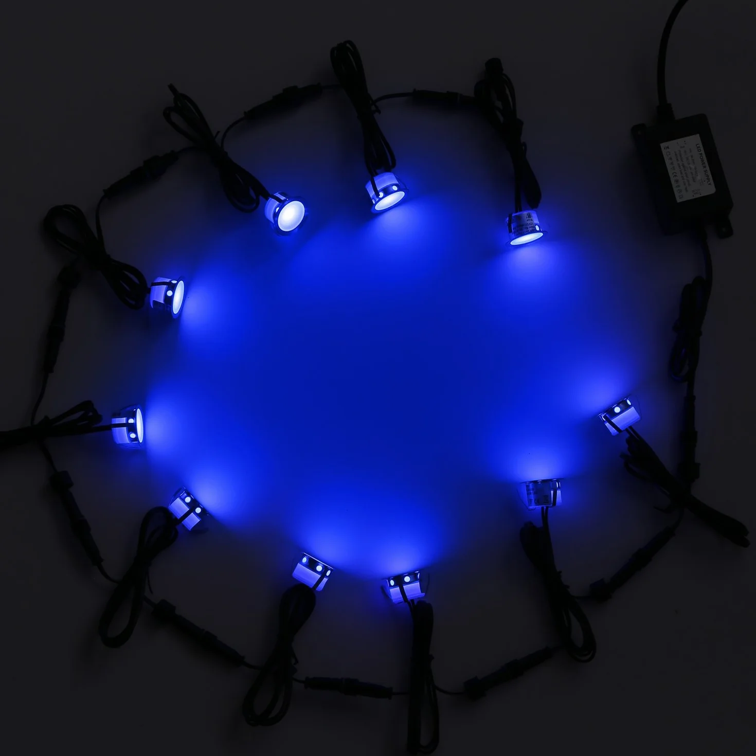 Mini Encastré LED Spot Terrasse Bois Etanche IP67 DC 12V Pack 10 Bleu